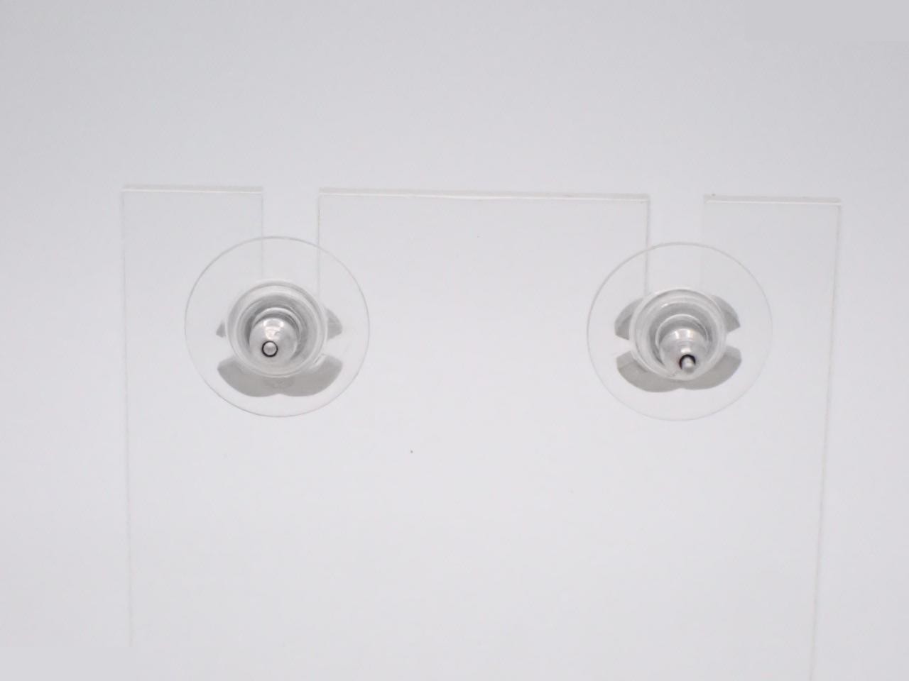 earrings, model 09P, Coco Mark design, rhinestones, silver, 0.8cm wide. — view 2