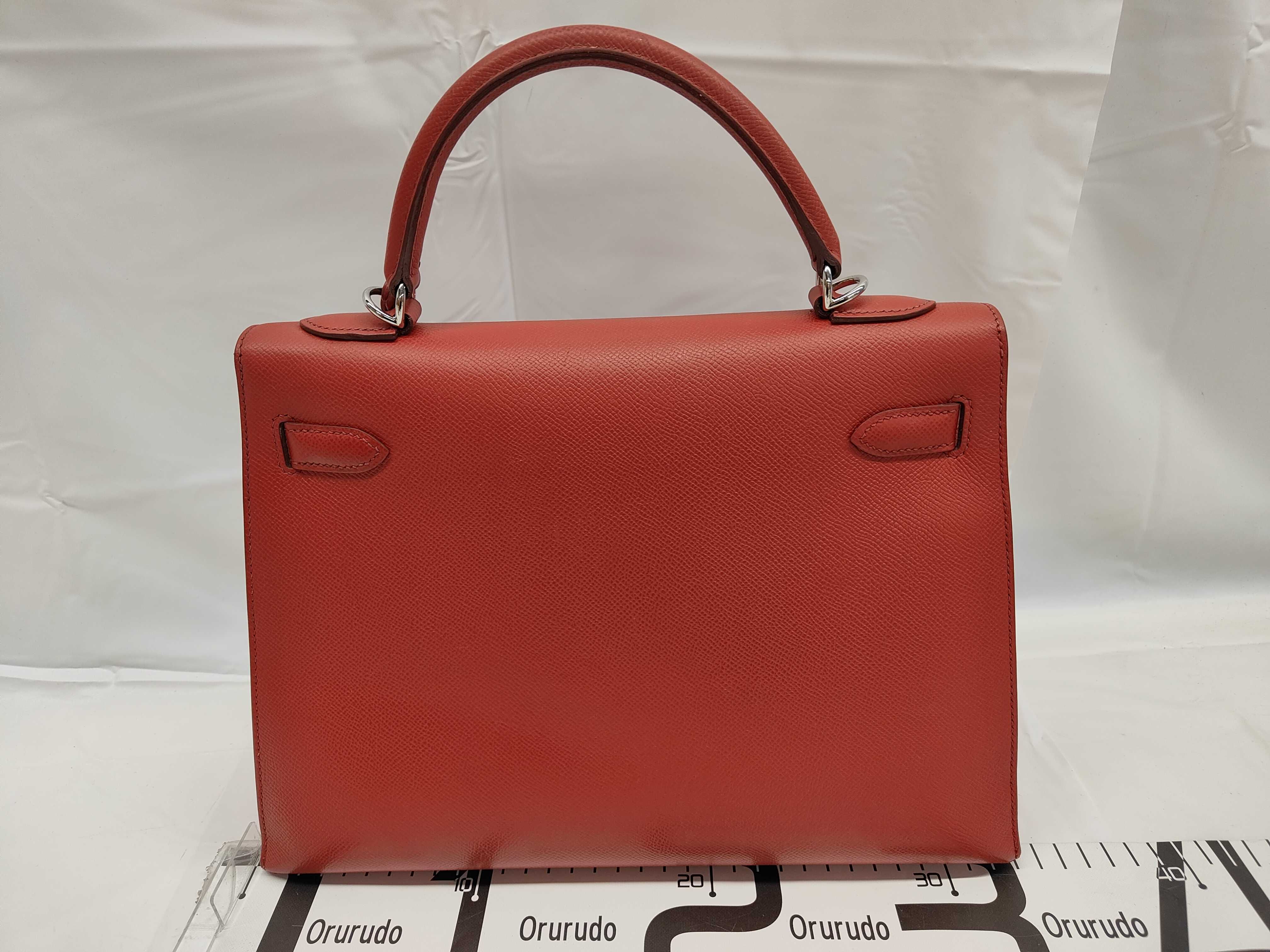Kelly 32 Epsom Red Silver K Tote Bag — view 2
