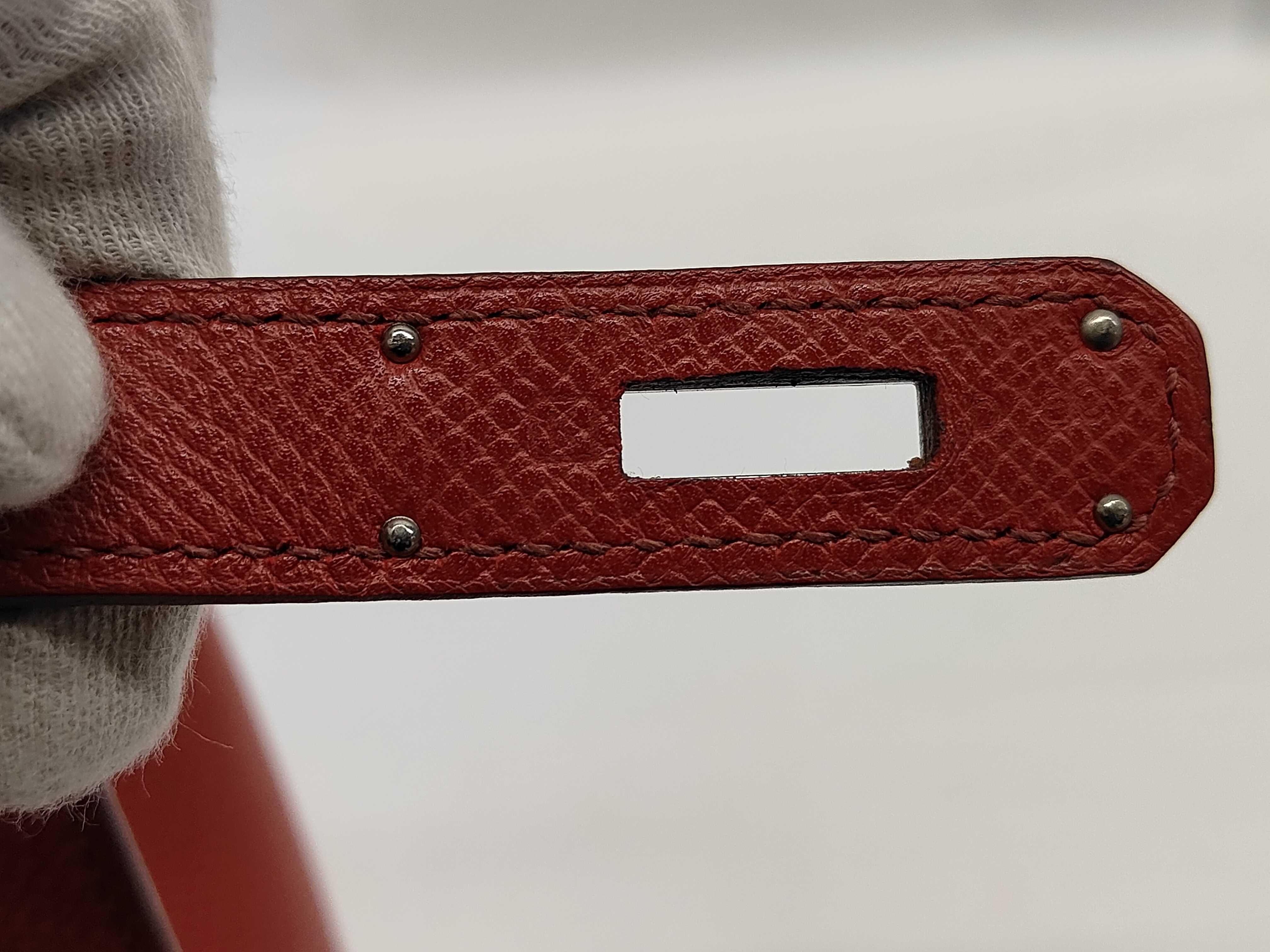 Kelly 32 Epsom Red Silver K Tote Bag — view 12