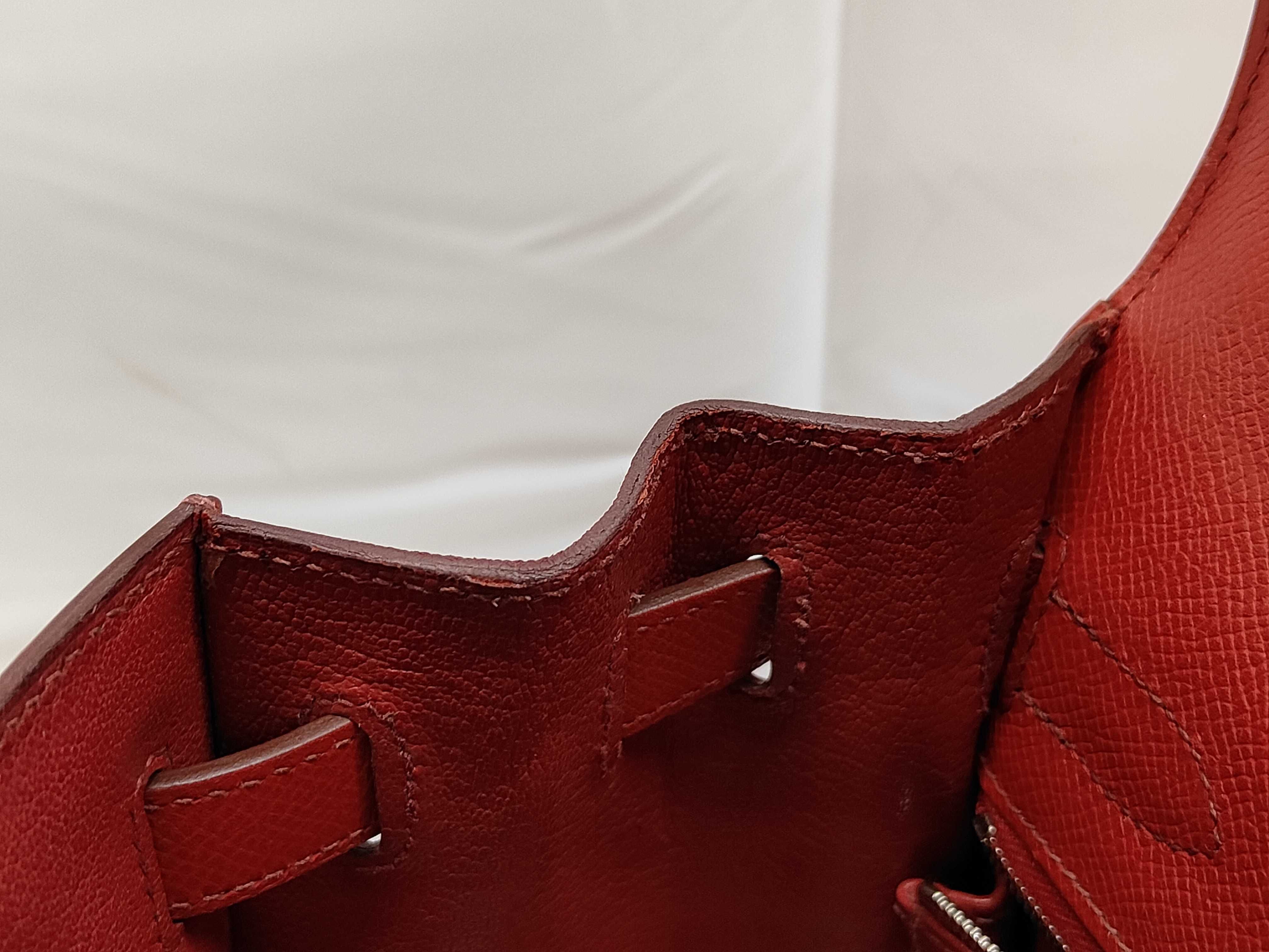 Kelly 32 Epsom Red Silver K Tote Bag — view 9