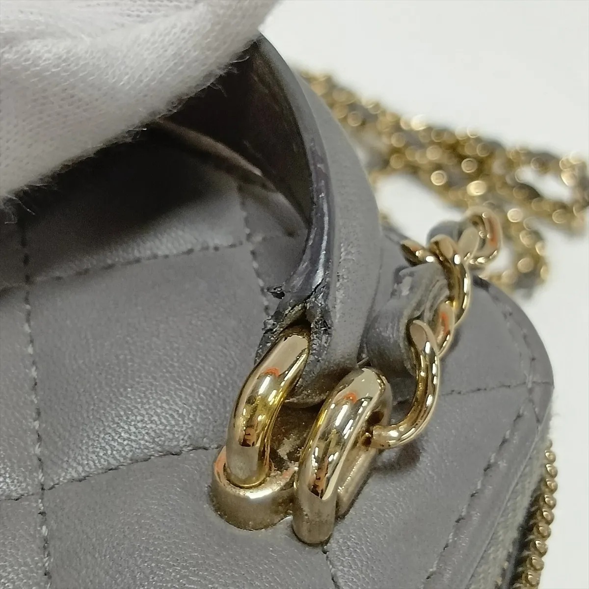 Matelassé Lambskin Vanity Bag, Gray with Gold Hardware, GU97G3PE, Random Serial Number — view 12