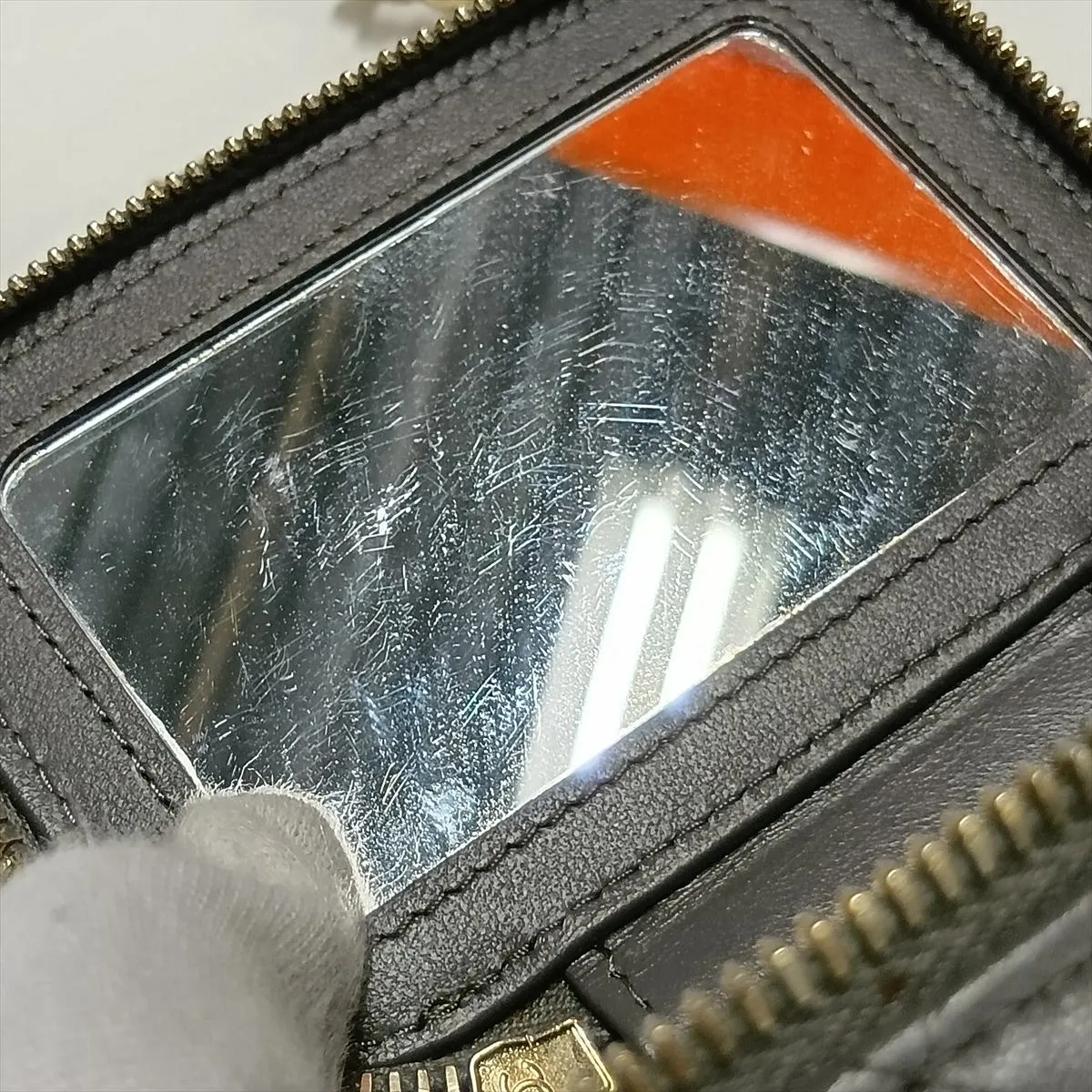 Matelassé Lambskin Vanity Bag, Gray with Gold Hardware, GU97G3PE, Random Serial Number — view 15