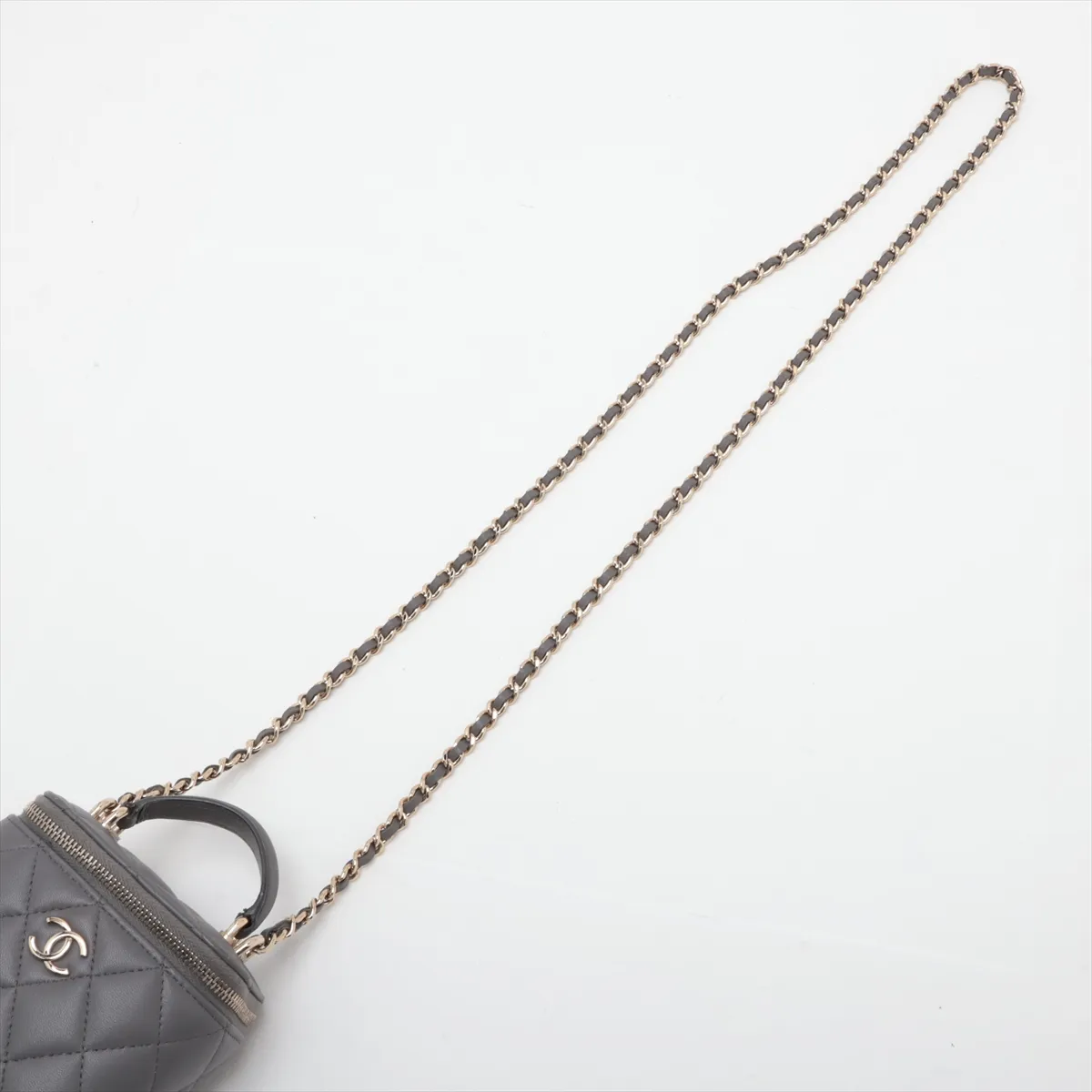 Matelassé Lambskin Vanity Bag, Gray with Gold Hardware, GU97G3PE, Random Serial Number — view 7
