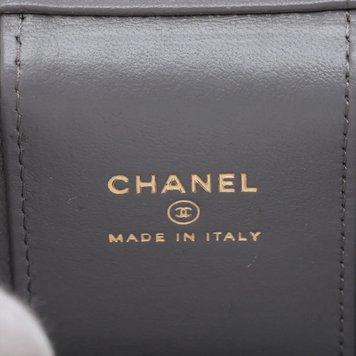 Matelassé Lambskin Vanity Bag, Gray with Gold Hardware, GU97G3PE, Random Serial Number — view 9