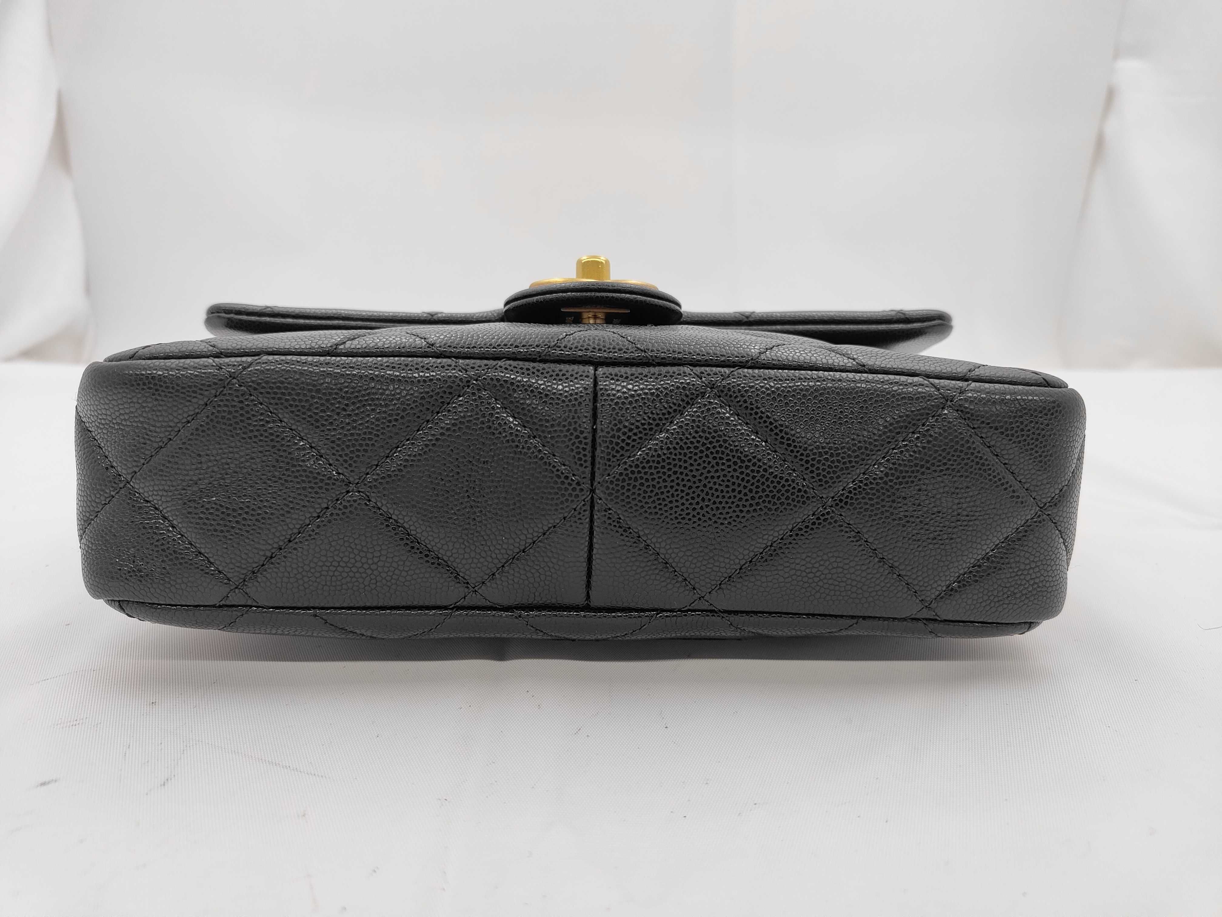 Matelassé Chain Shoulder Bag, Caviar Leather, Black — view 5
