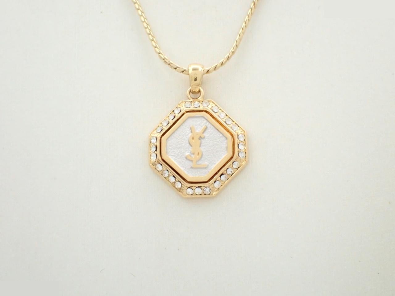 necklace, gold, rhinestones, chain approximately 42cm.