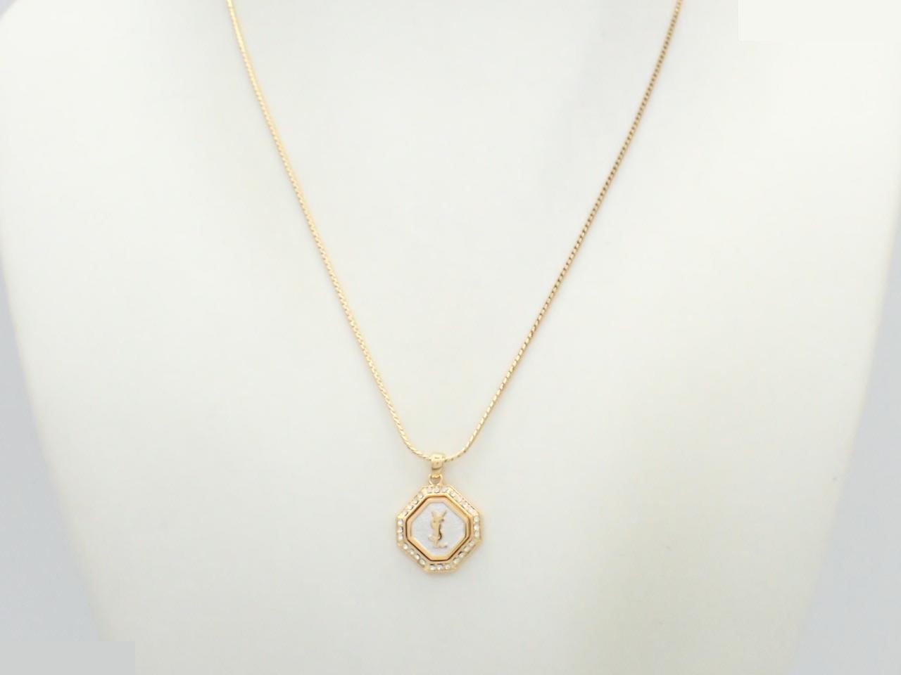 necklace, gold, rhinestones, chain approximately 42cm. — view 3