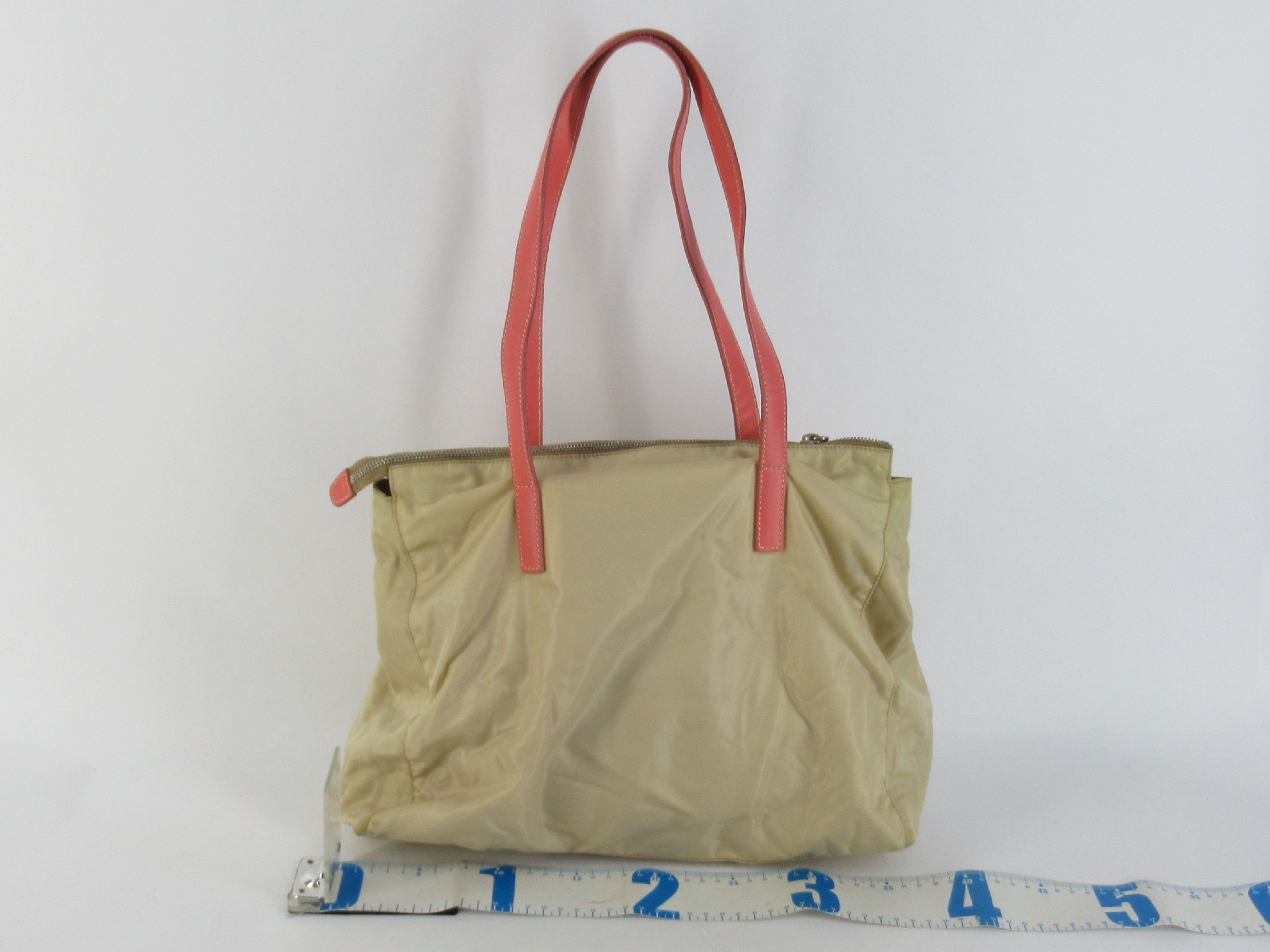 Nylon Tote Bag, Beige x Pink — view 2
