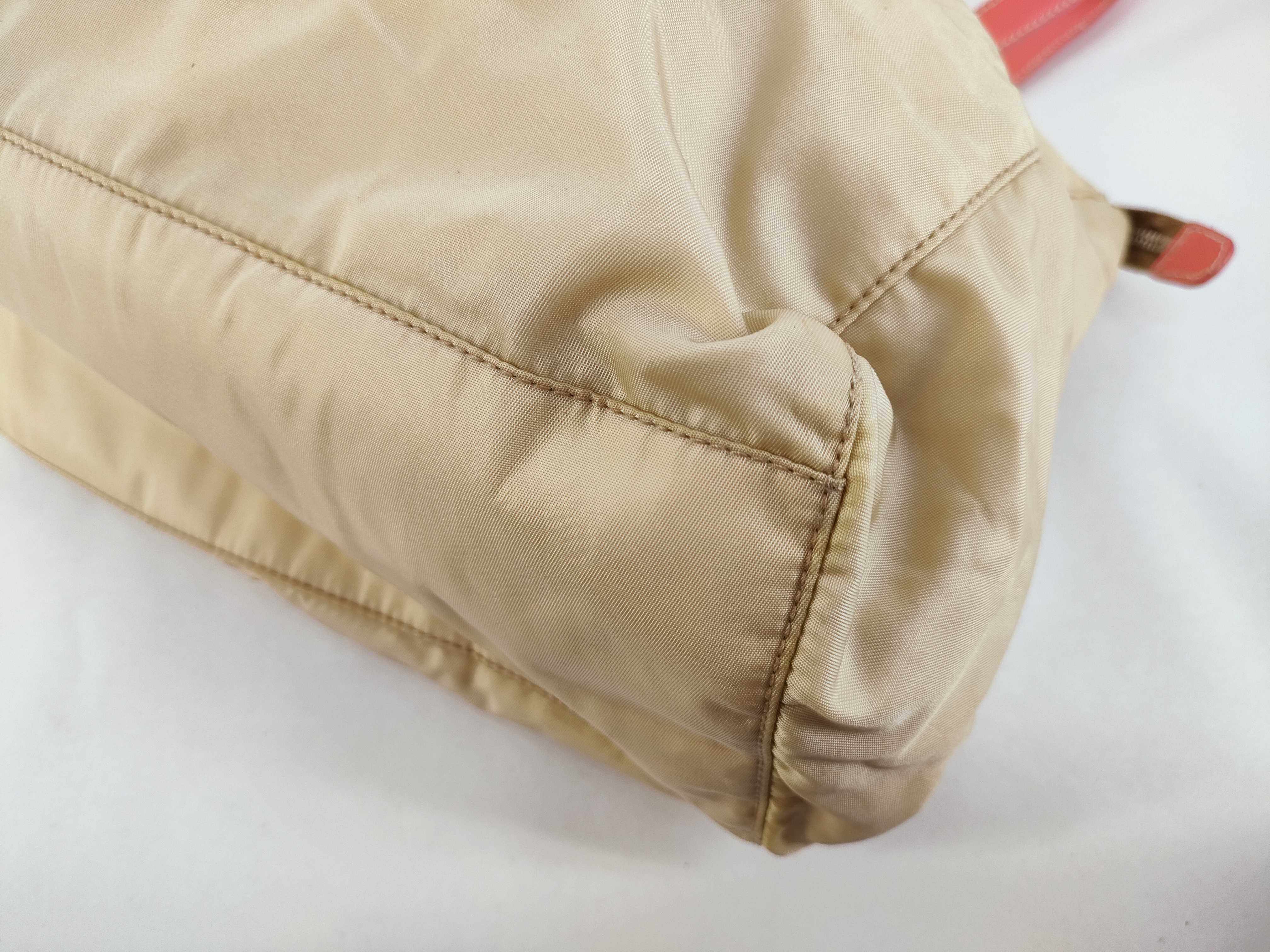 Nylon Tote Bag, Beige x Pink — view 6