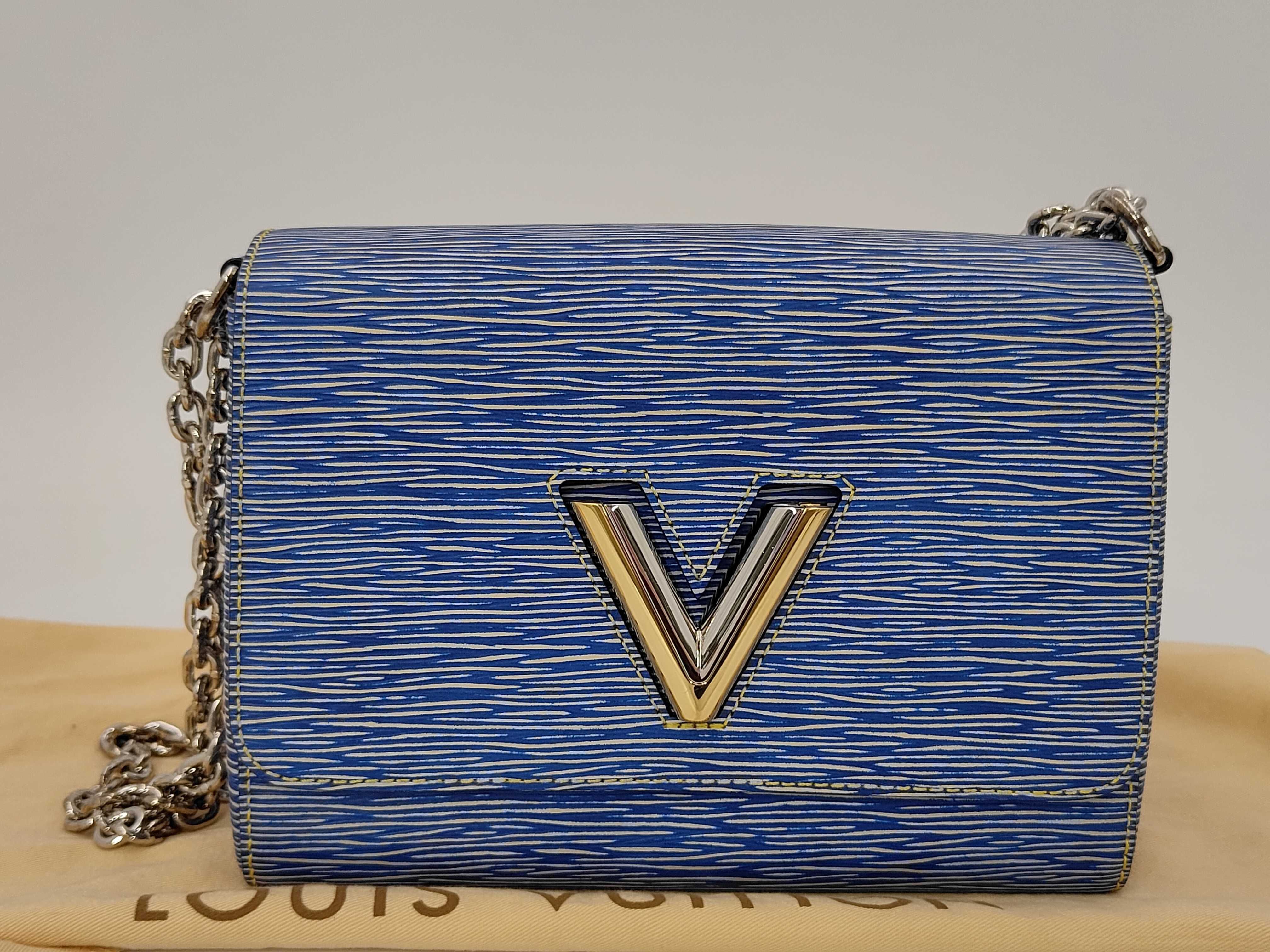 Epi Twist Denim Blue Epi Calfskin Medium Shoulder Bag with Gold Hardware