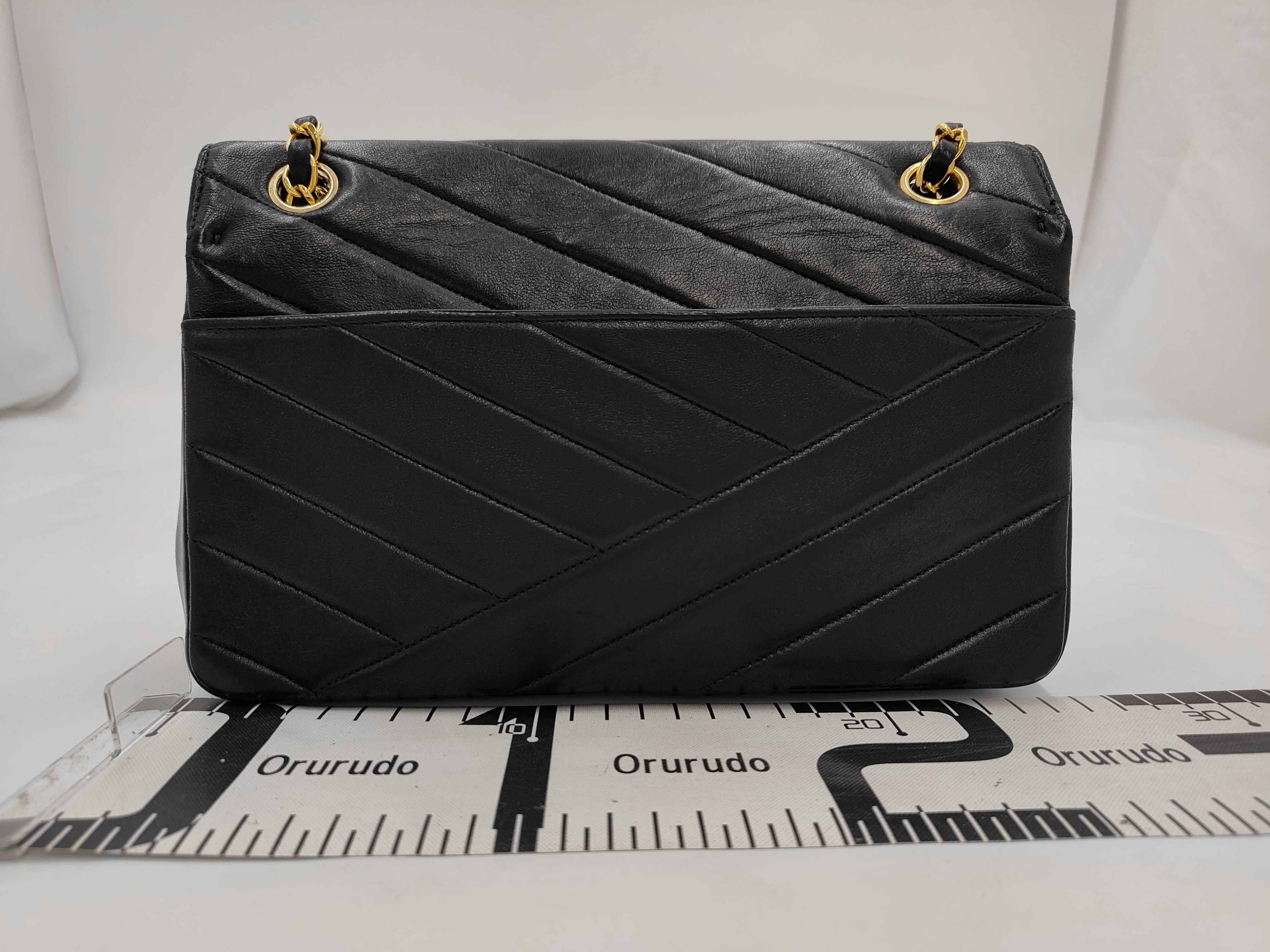 V-stitch Chevron Flap Chain Shoulder Bag, Black Shoulder Bag — view 2
