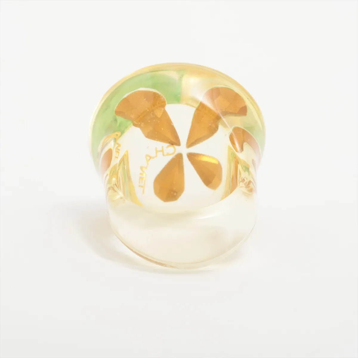 Clover Ring, Resin x Rhinestone, Clear x Green, — view 2