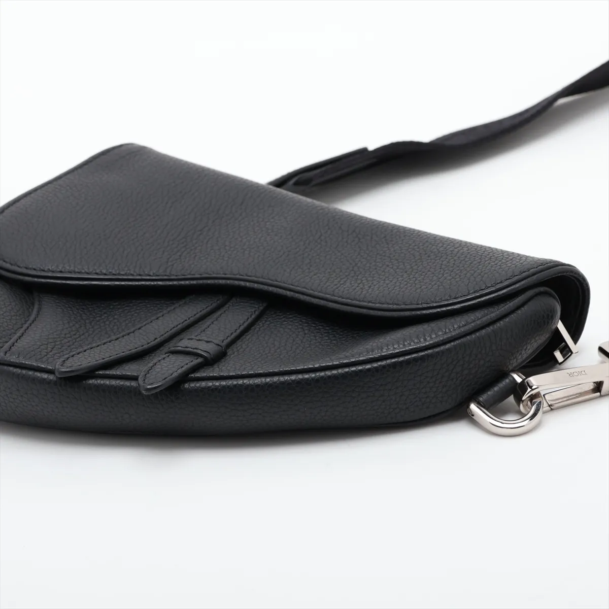 Saddle Leather 2-Way Shoulder Bag, Black — view 3