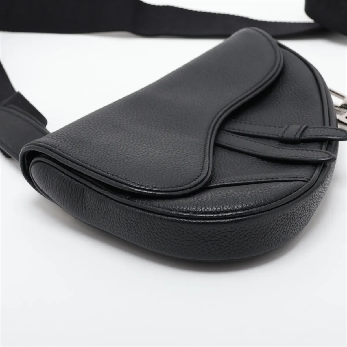 Saddle Leather 2-Way Shoulder Bag, Black — view 4
