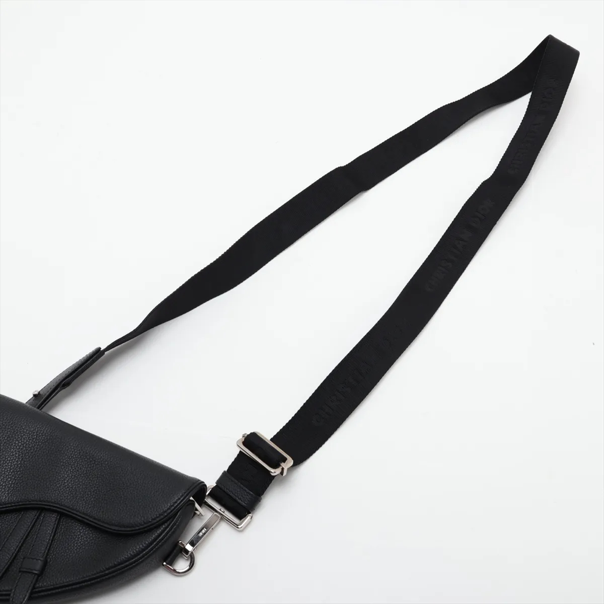 Saddle Leather 2-Way Shoulder Bag, Black — view 5