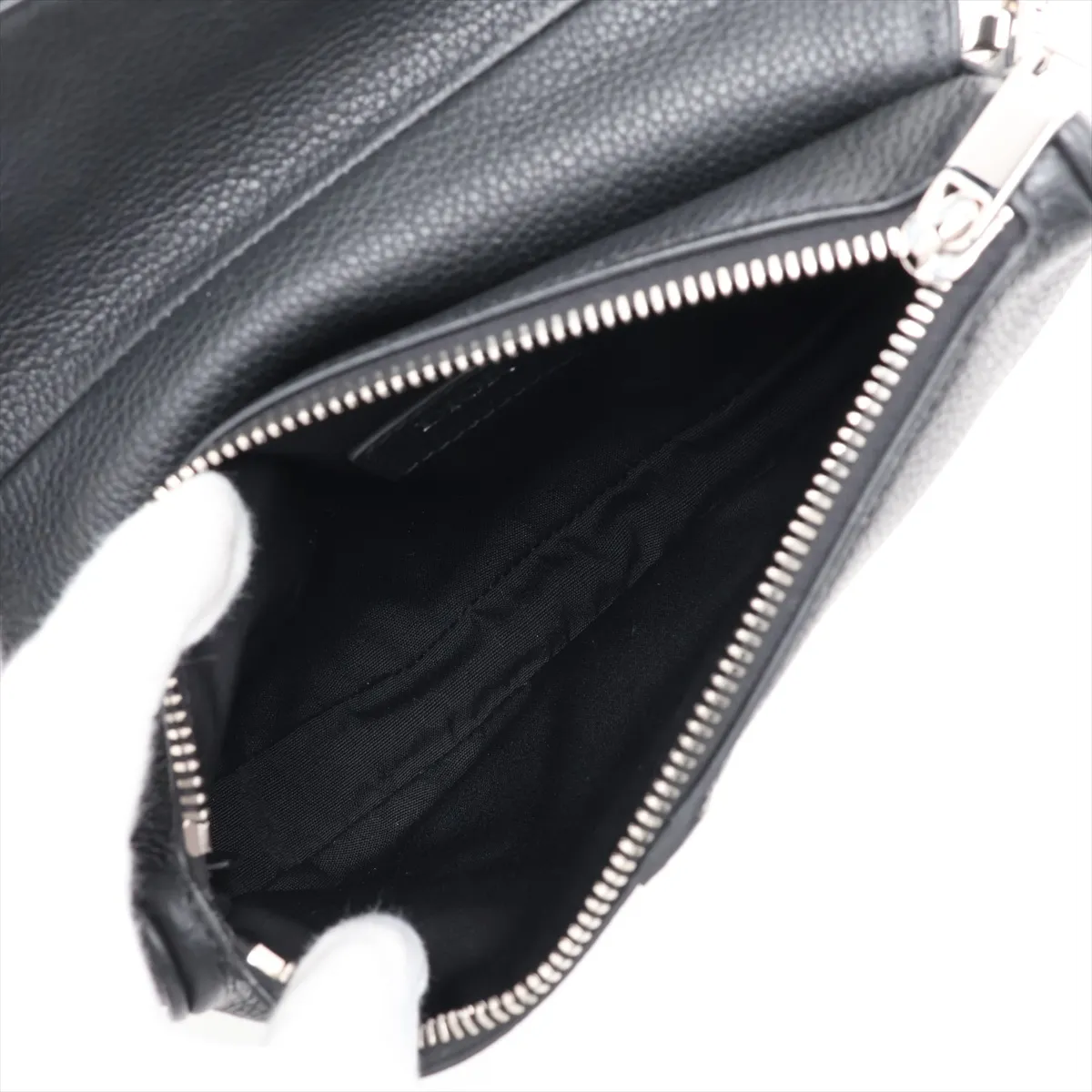 Saddle Leather 2-Way Shoulder Bag, Black — view 6