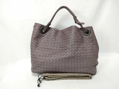 ID- Cow Skin Intrecciato Leather Tote bag Purple Mirror Included