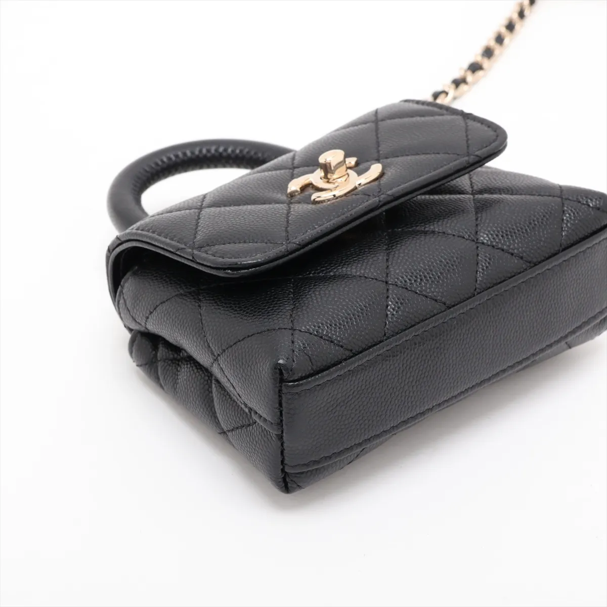 Coco Handle Micro Caviar Skin 2-Way Shoulder Bag, Black with Gold Hardware, GN0XACHE, Random Serial Number AP4245 — view 4
