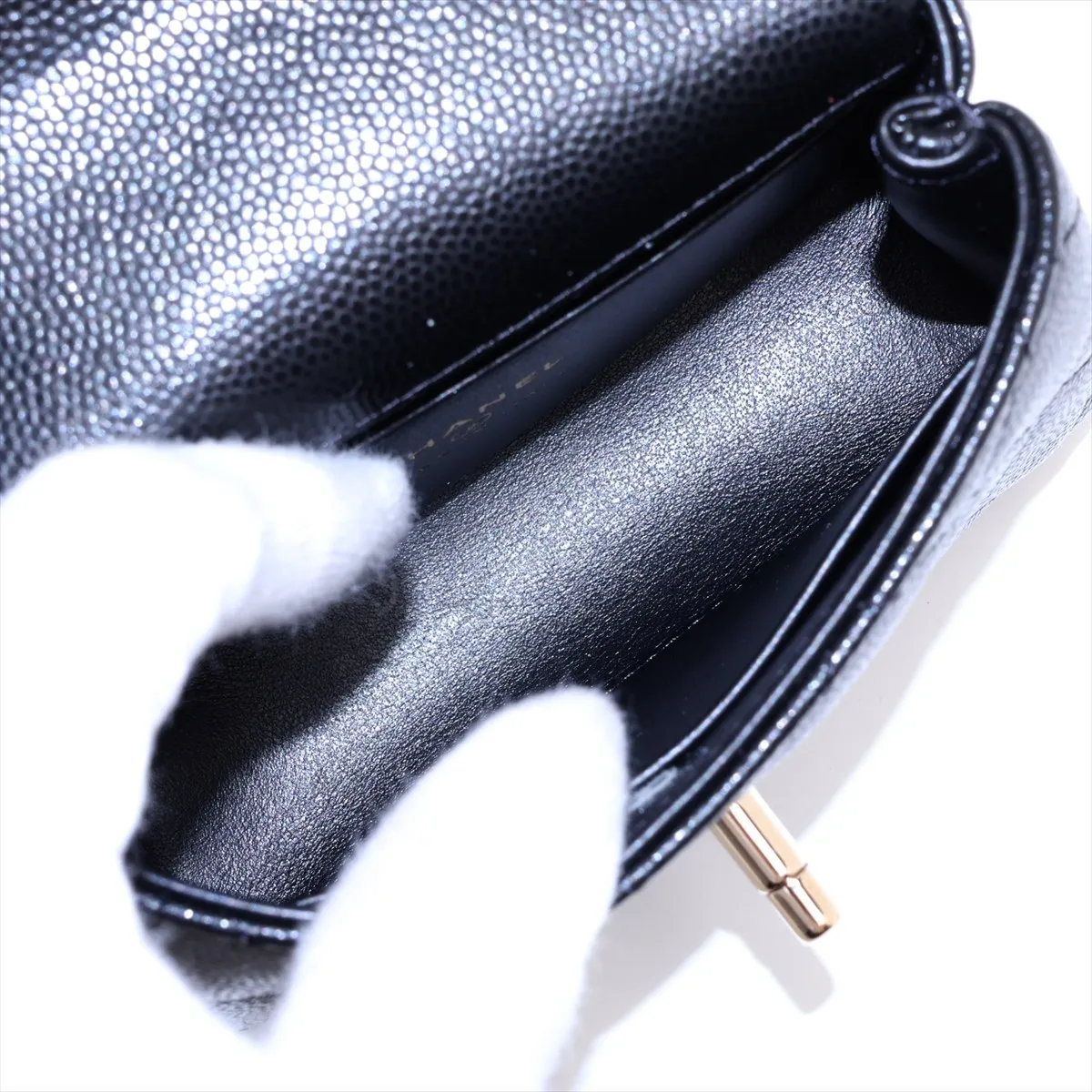 Coco Handle Micro Caviar Skin 2-Way Shoulder Bag, Black with Gold Hardware, GN0XACHE, Random Serial Number AP4245 — view 8