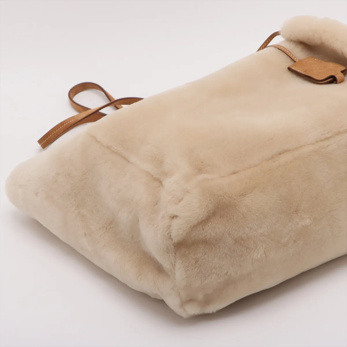 shearling x suede tote bag beige 1BG597 — view 4
