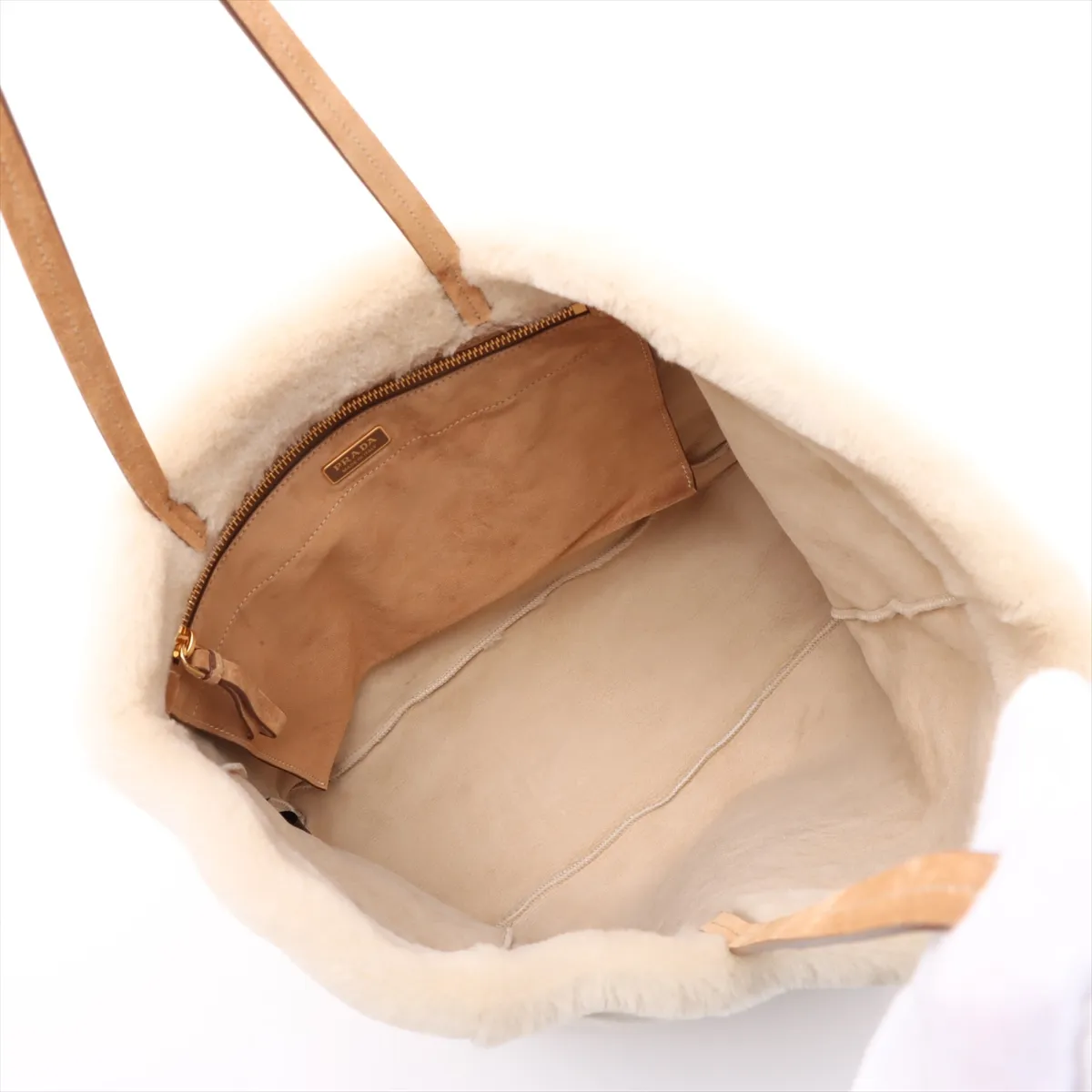 shearling x suede tote bag beige 1BG597 — view 7