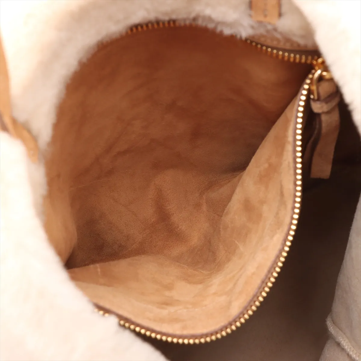 shearling x suede tote bag beige 1BG597 — view 8