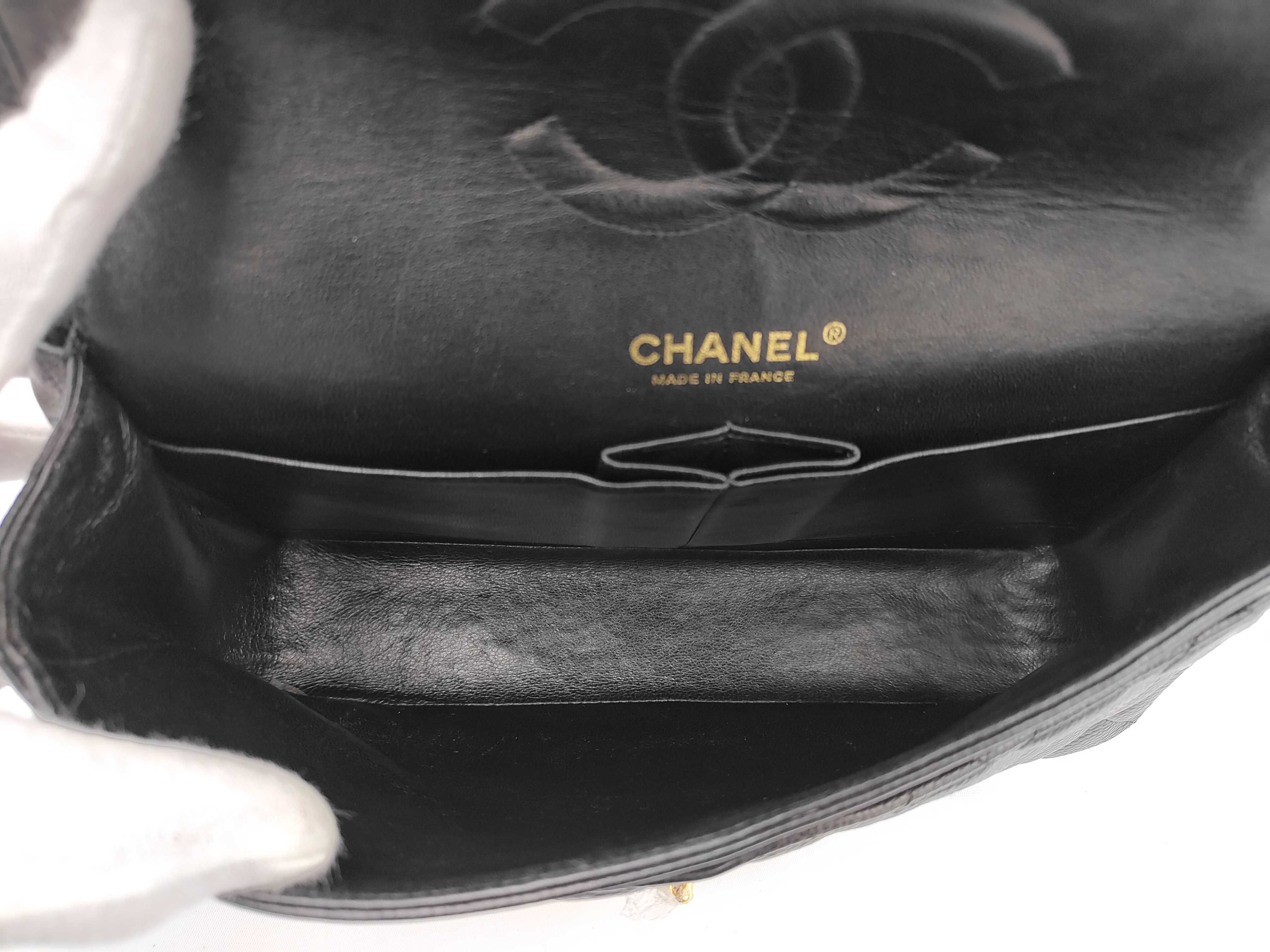Matelassé Caviar Skin Double Flap Chain Shoulder Bag — view 9