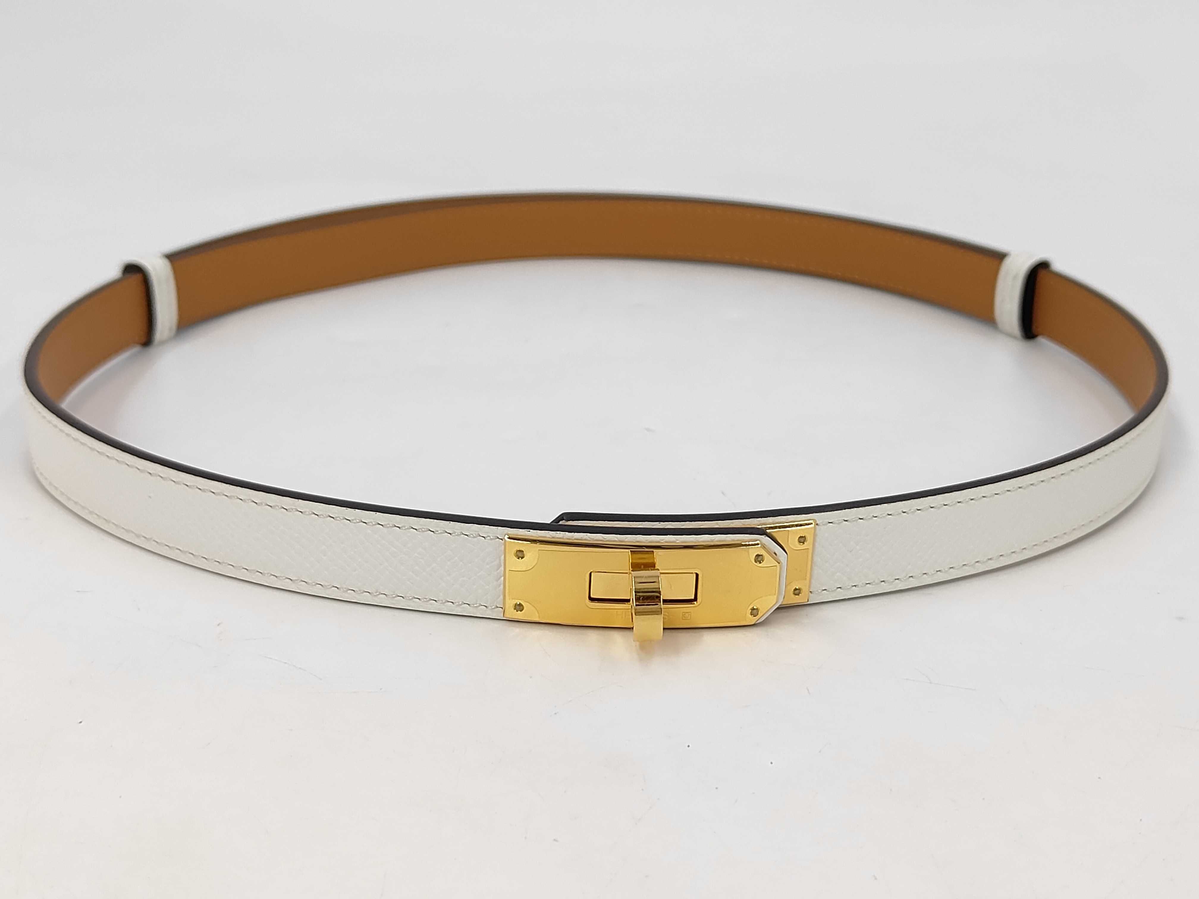 Kelly Belt, White, Gold Hardware, K Stamp — view 2