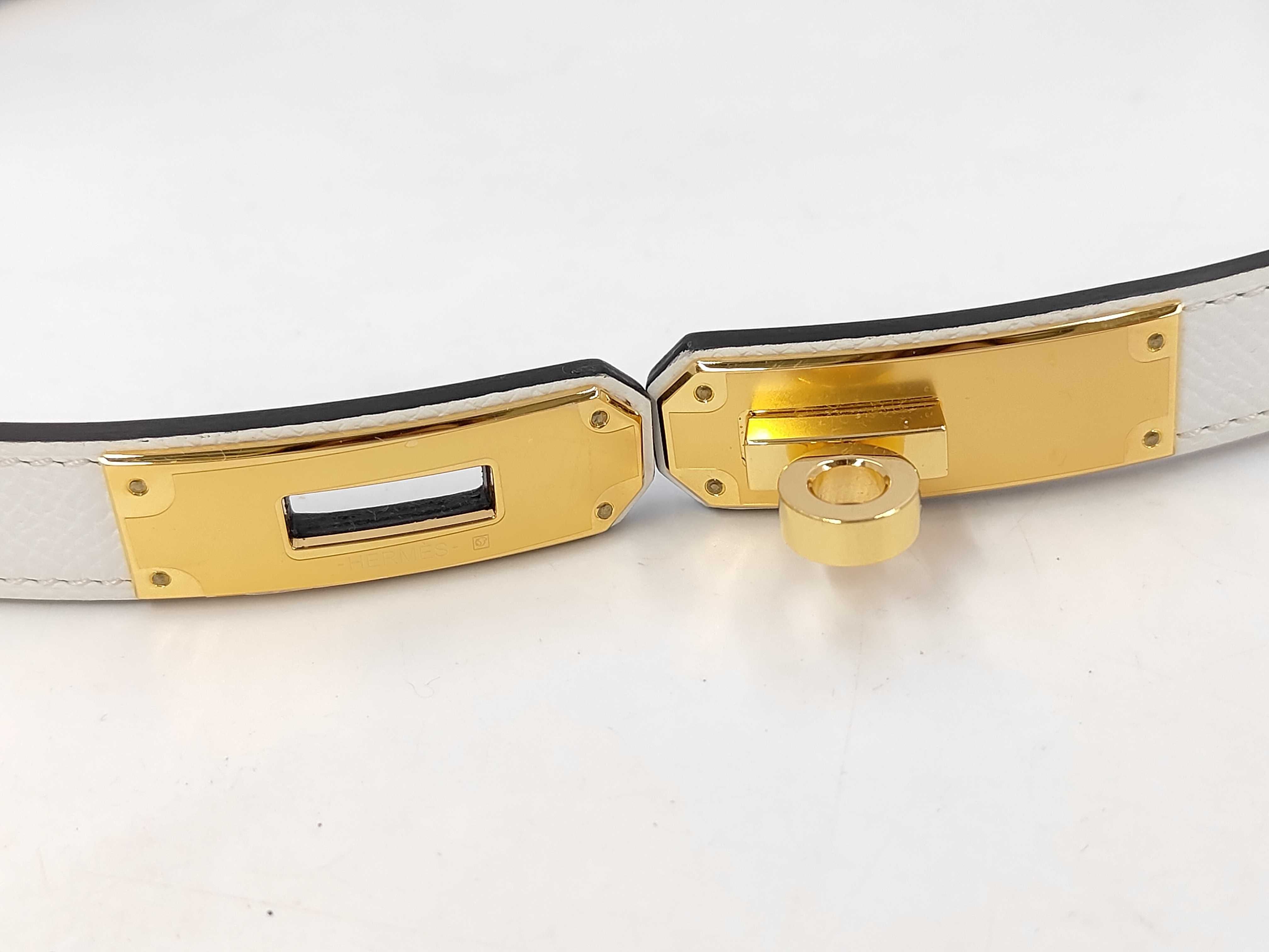 Kelly Belt, White, Gold Hardware, K Stamp — view 4