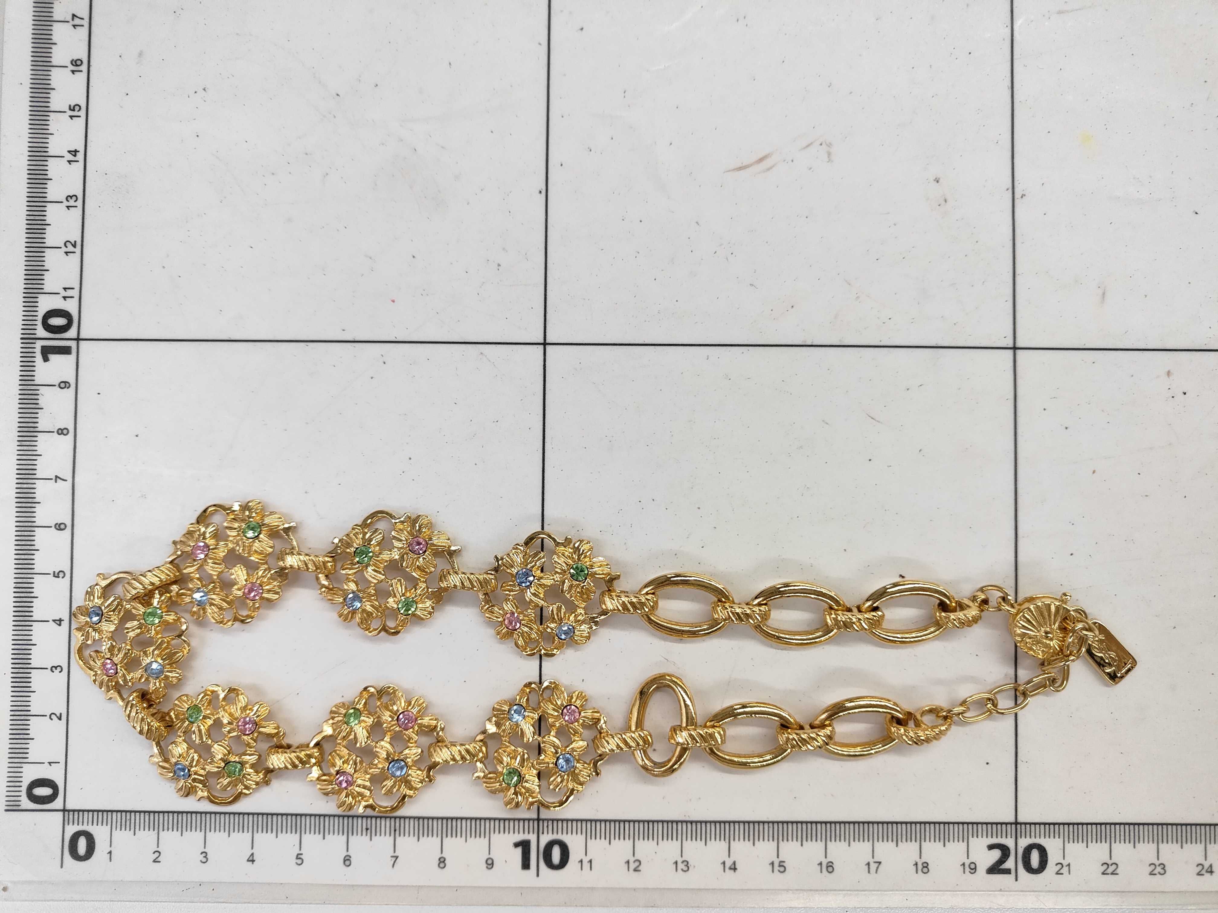 Flower Chain Link Stone Gold x Multi Choker Necklace — view 5