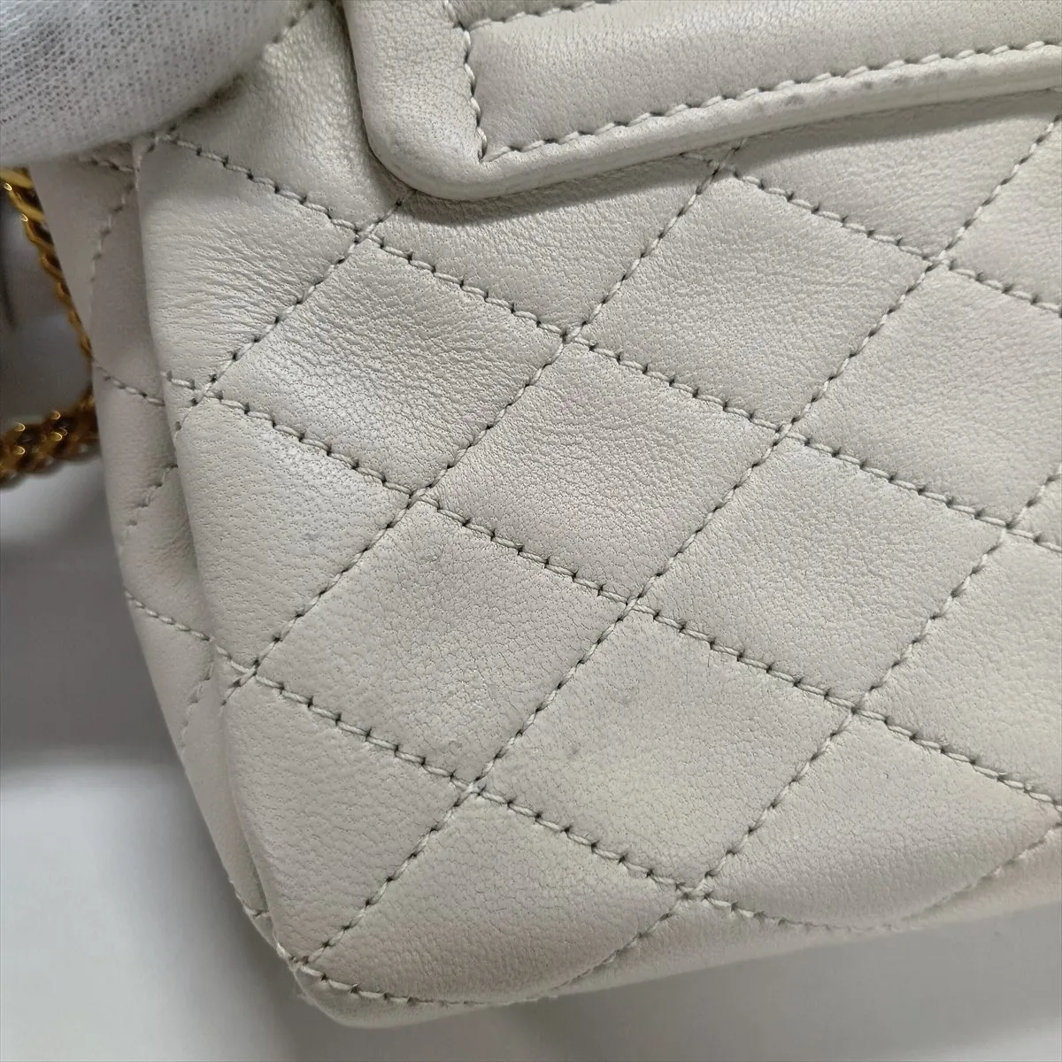 Mini Nolita Leather Chain Shoulder Bag, Ivory, 672738 — view 11