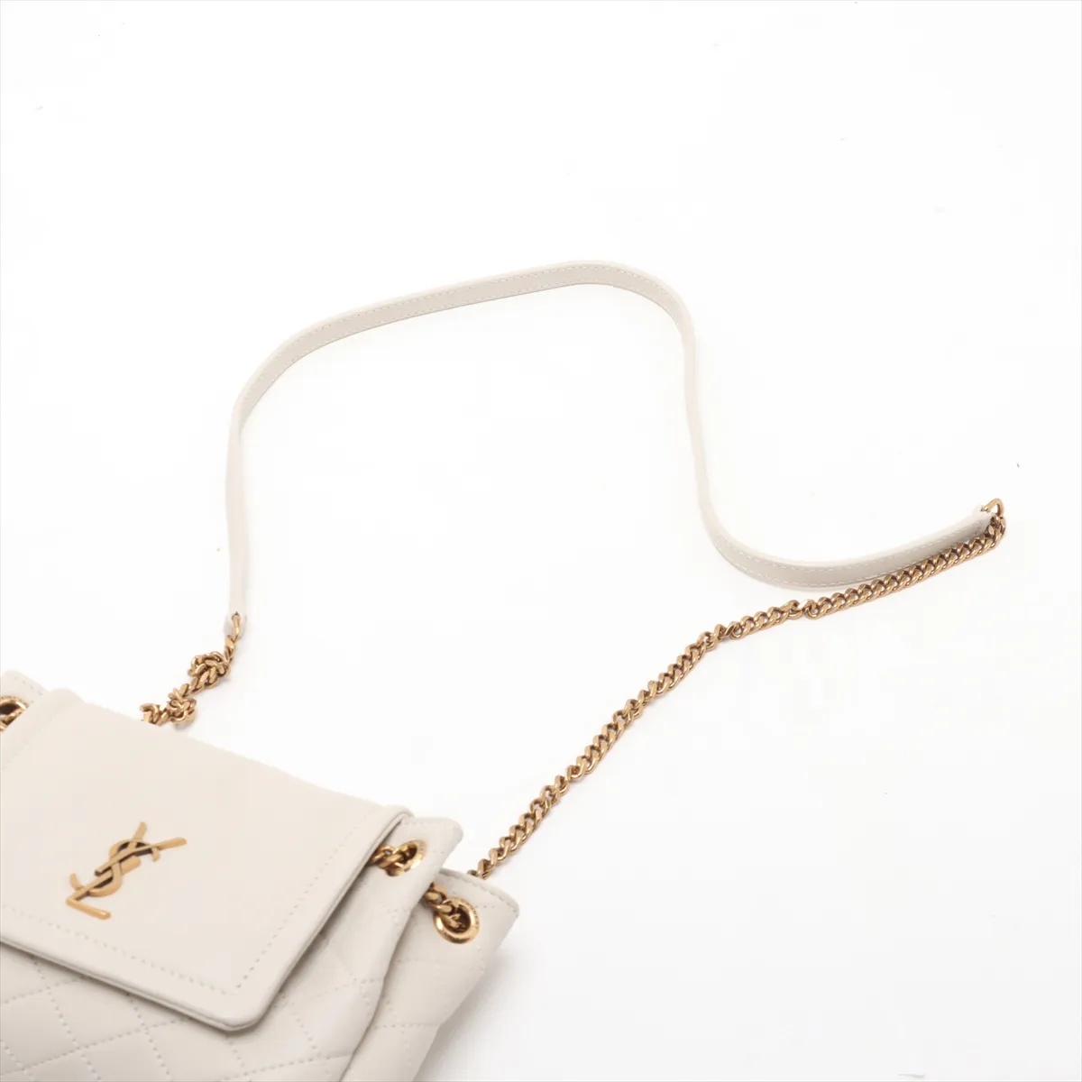 Mini Nolita Leather Chain Shoulder Bag, Ivory, 672738 — view 5