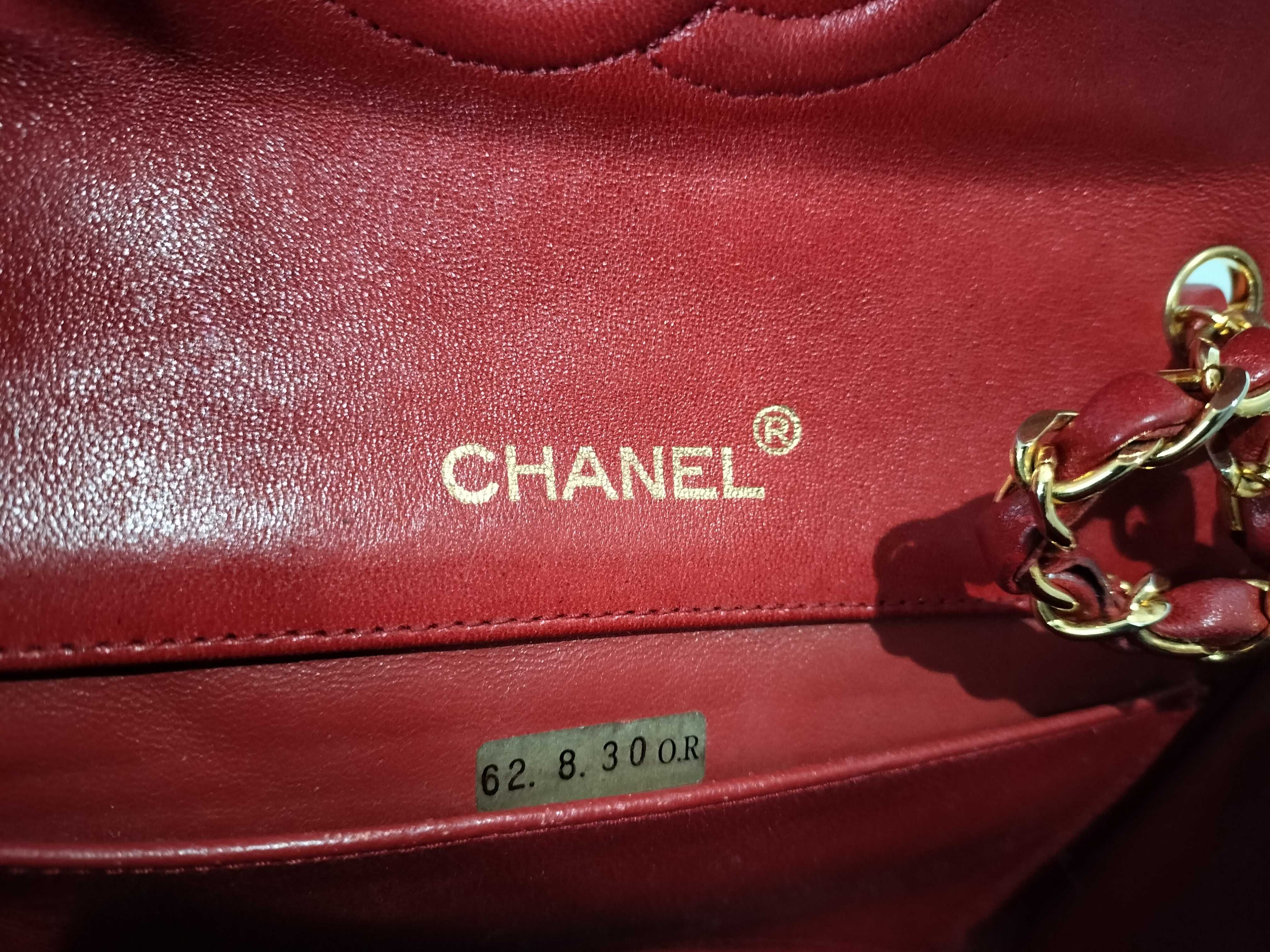 Lambskin Chain Shoulder Bag, Red, Pocket Deterioration — view 12