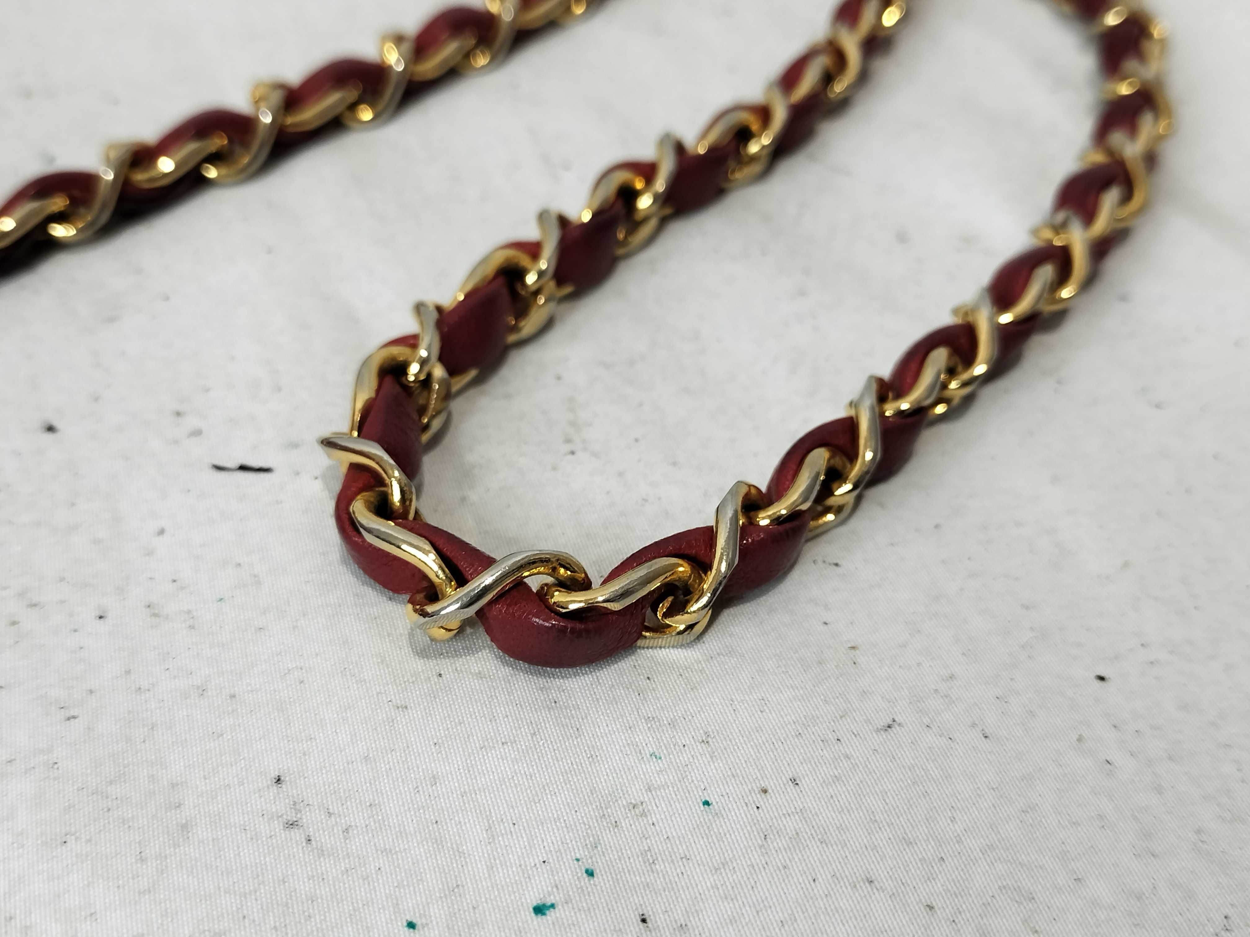 Lambskin Chain Shoulder Bag, Red, Pocket Deterioration — view 5
