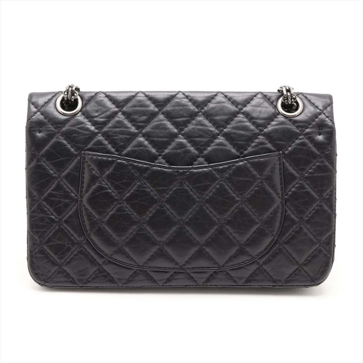 Matelassé 2.55 Vintage Calf Double Flap Double Chain Bag, Black with Gunmetal Hardware, 18849498, Serial Number 18-series, A37586 — view 2