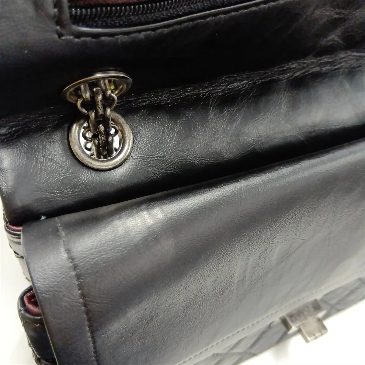 Matelassé 2.55 Vintage Calf Double Flap Double Chain Bag, Black with Gunmetal Hardware, 18849498, Serial Number 18-series, A37586 — view 13