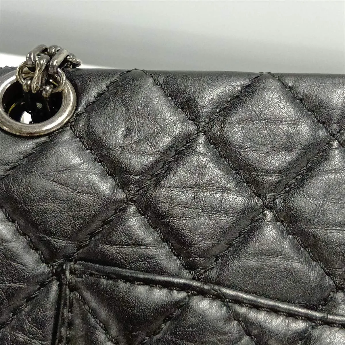 Matelassé 2.55 Vintage Calf Double Flap Double Chain Bag, Black with Gunmetal Hardware, 18849498, Serial Number 18-series, A37586 — view 15