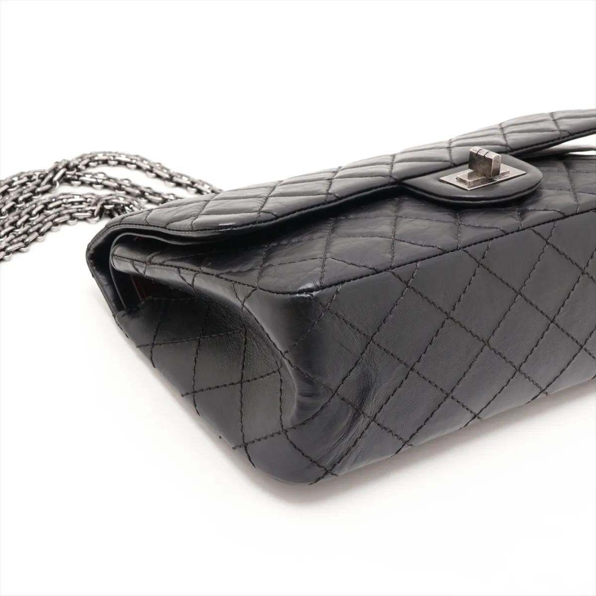 Matelassé 2.55 Vintage Calf Double Flap Double Chain Bag, Black with Gunmetal Hardware, 18849498, Serial Number 18-series, A37586 — view 4