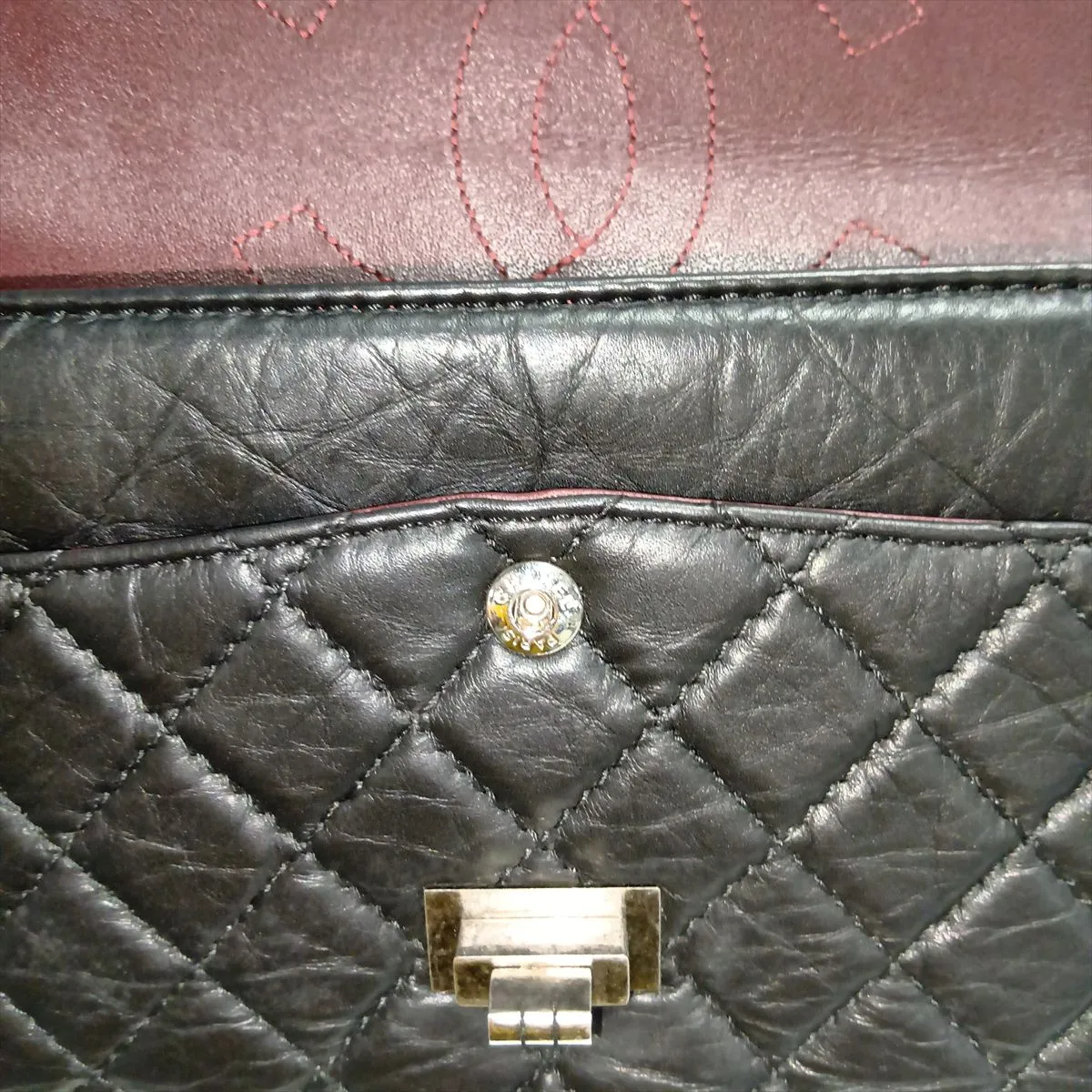 Matelassé 2.55 Vintage Calf Double Flap Double Chain Bag, Black with Gunmetal Hardware, 18849498, Serial Number 18-series, A37586 — view 10