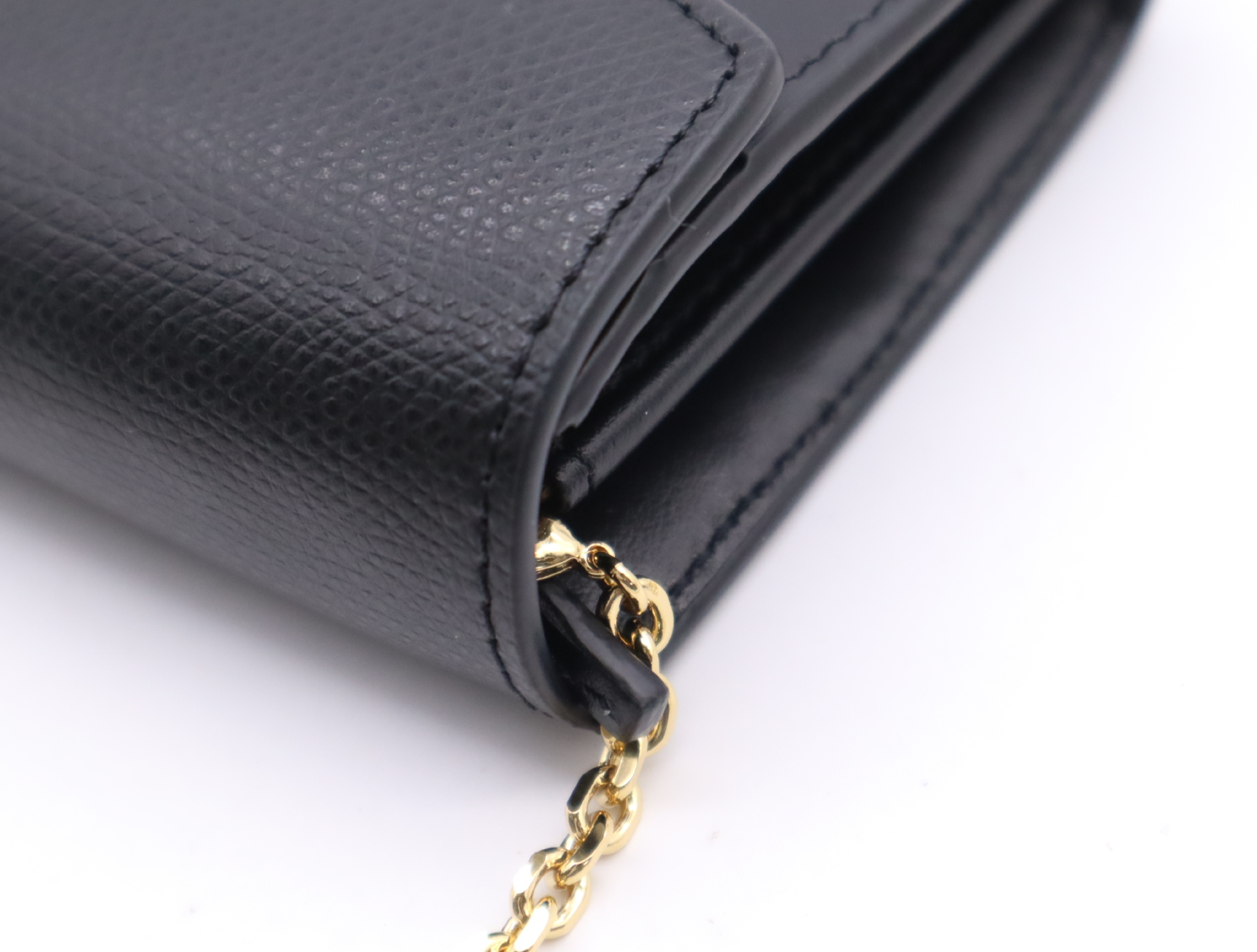 8M0365 FF Diamond Long Wallet with Chain, Black with Gold Hardware, Comes with Dust Bag and Box. — view 9