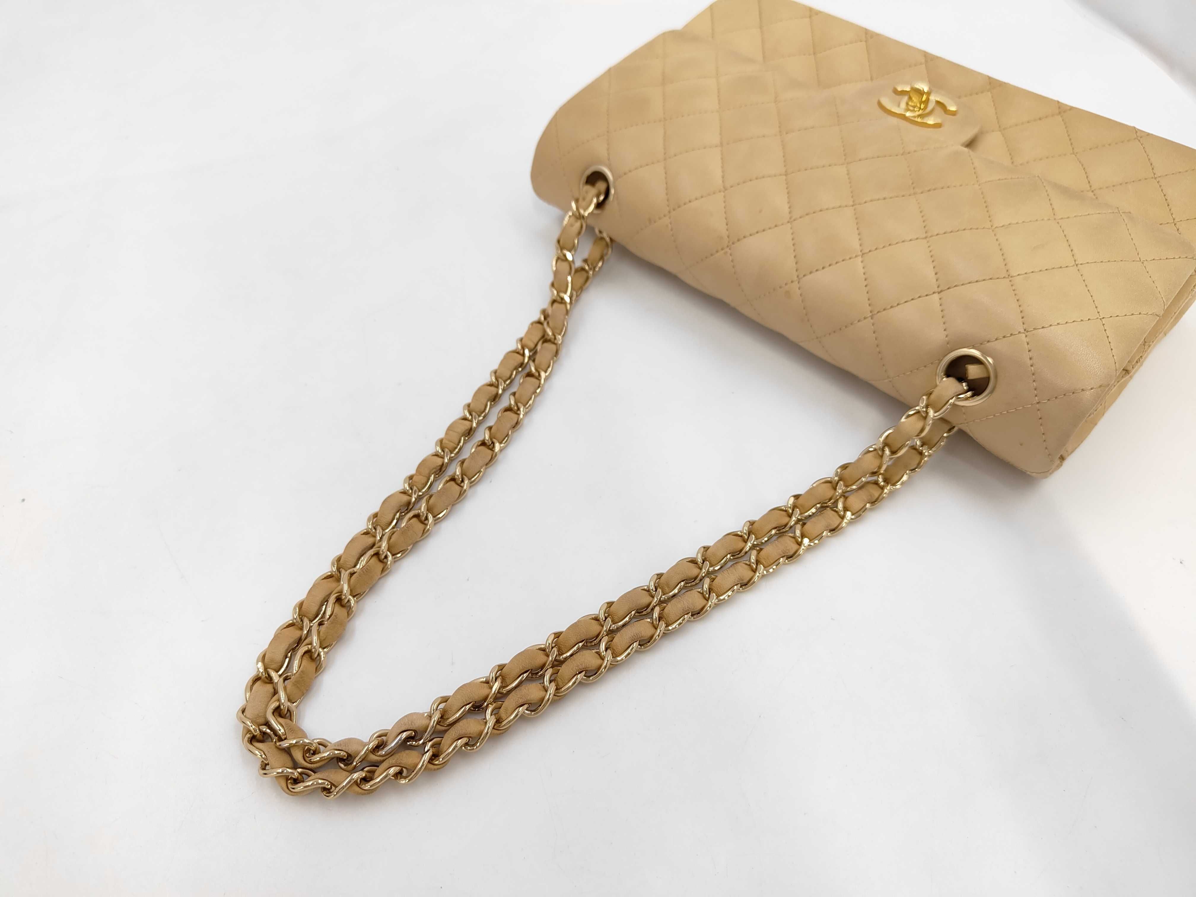 Matelassé 25 Double Flap Lambskin Chain Shoulder Bag, Series 8, Beige — view 14