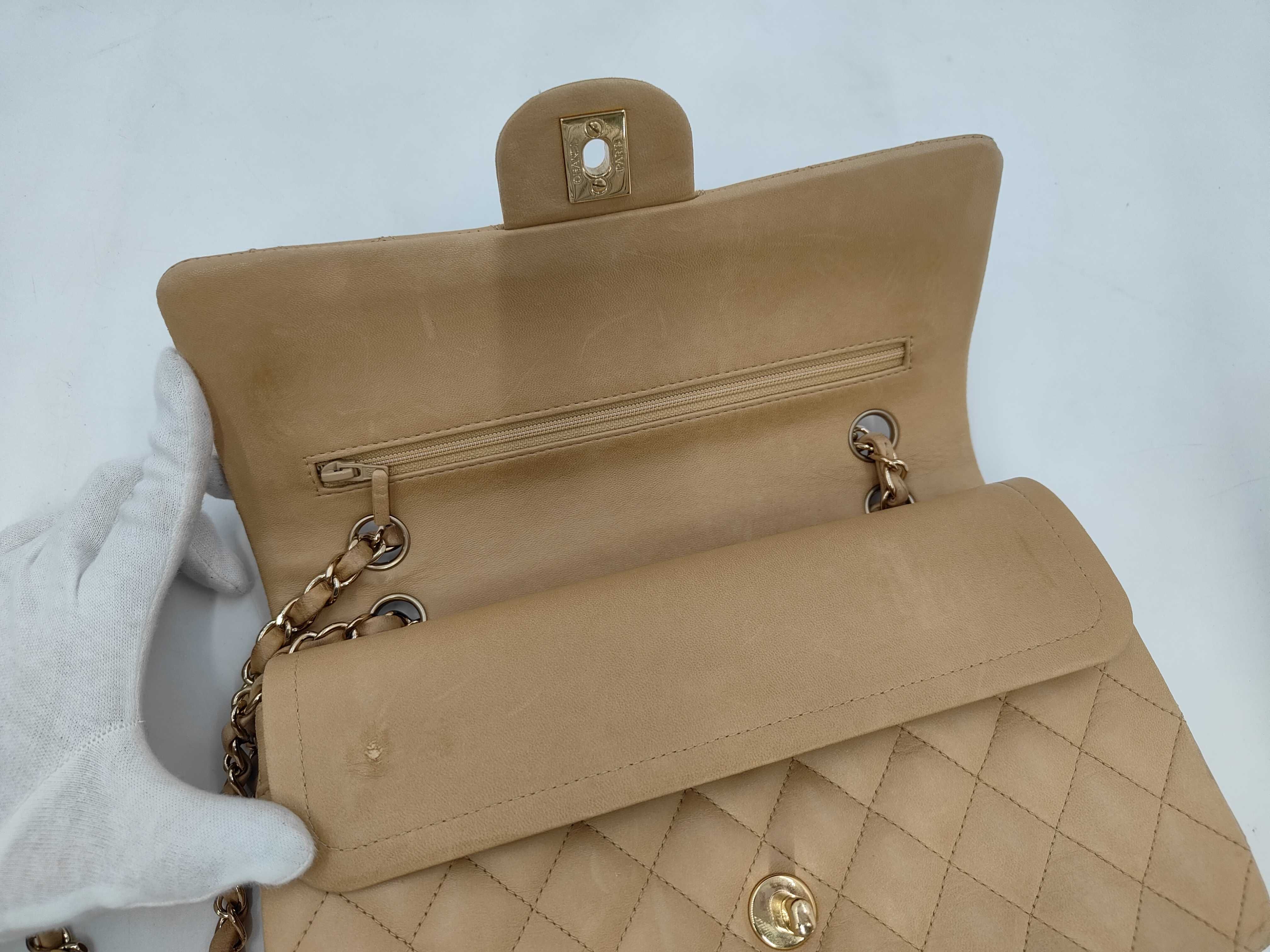 Matelassé 25 Double Flap Lambskin Chain Shoulder Bag, Series 8, Beige — view 3