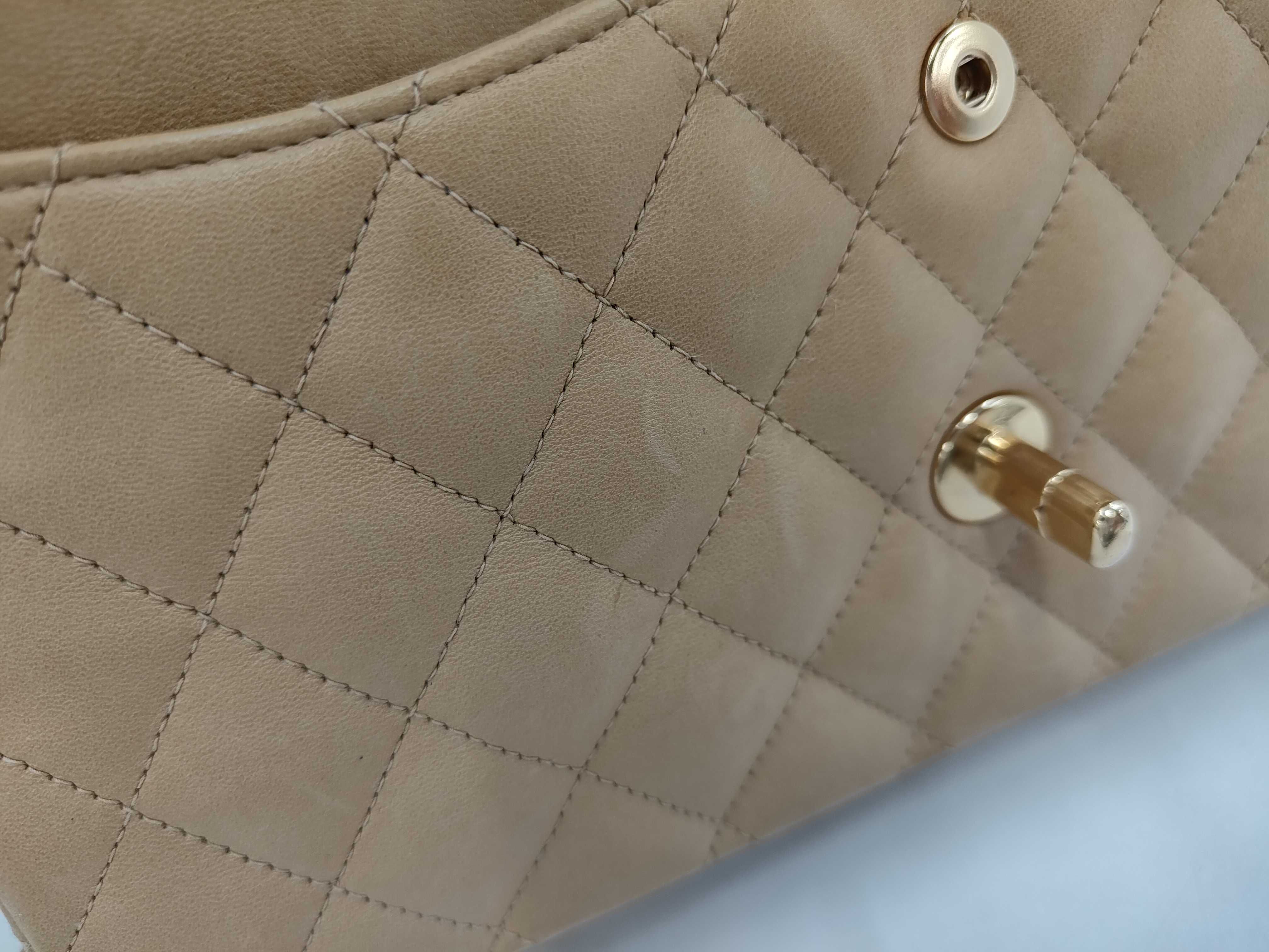 Matelassé 25 Double Flap Lambskin Chain Shoulder Bag, Series 8, Beige — view 9