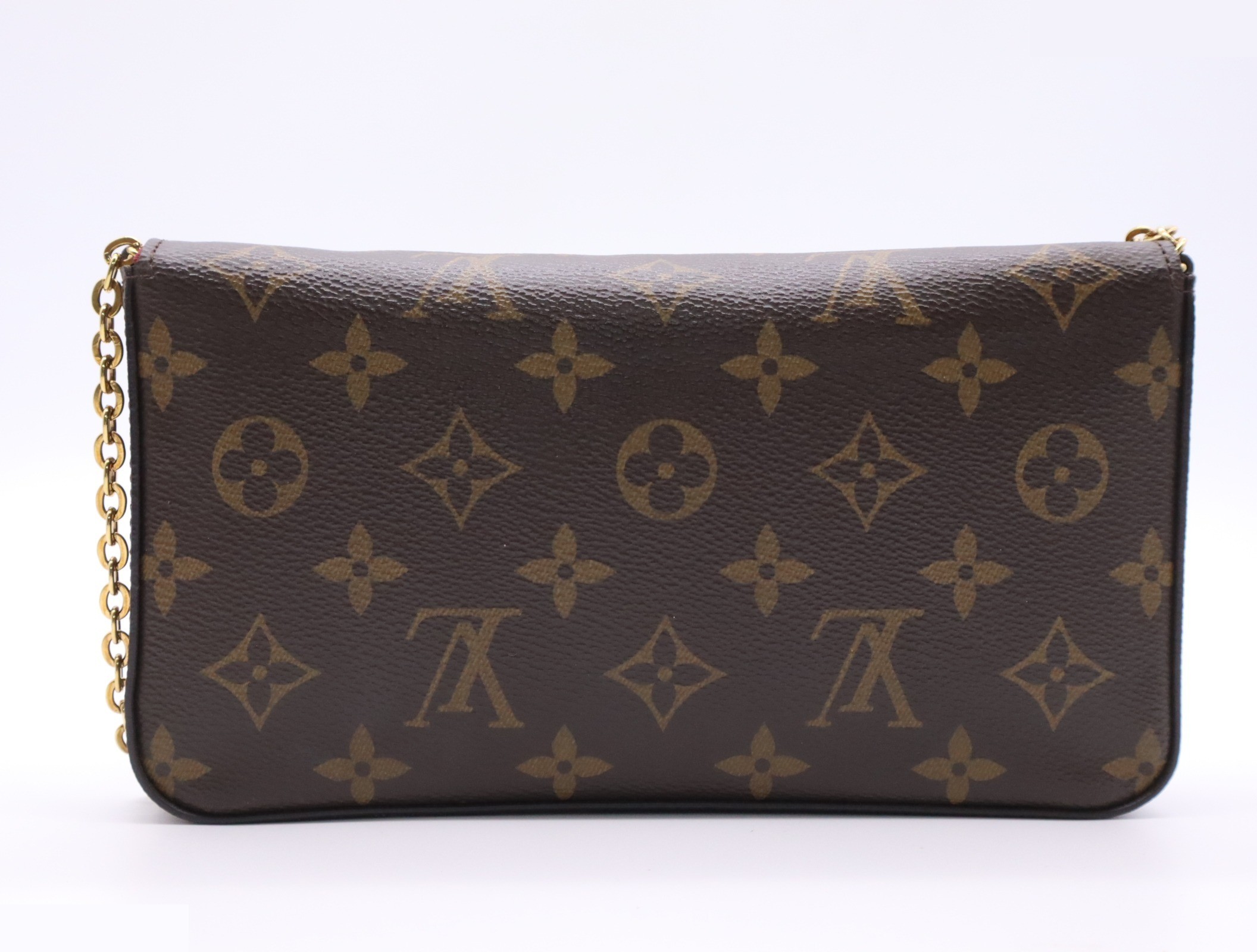 Pochette Felice, Fuchsia, with shoulder strap and dust bag. — view 2