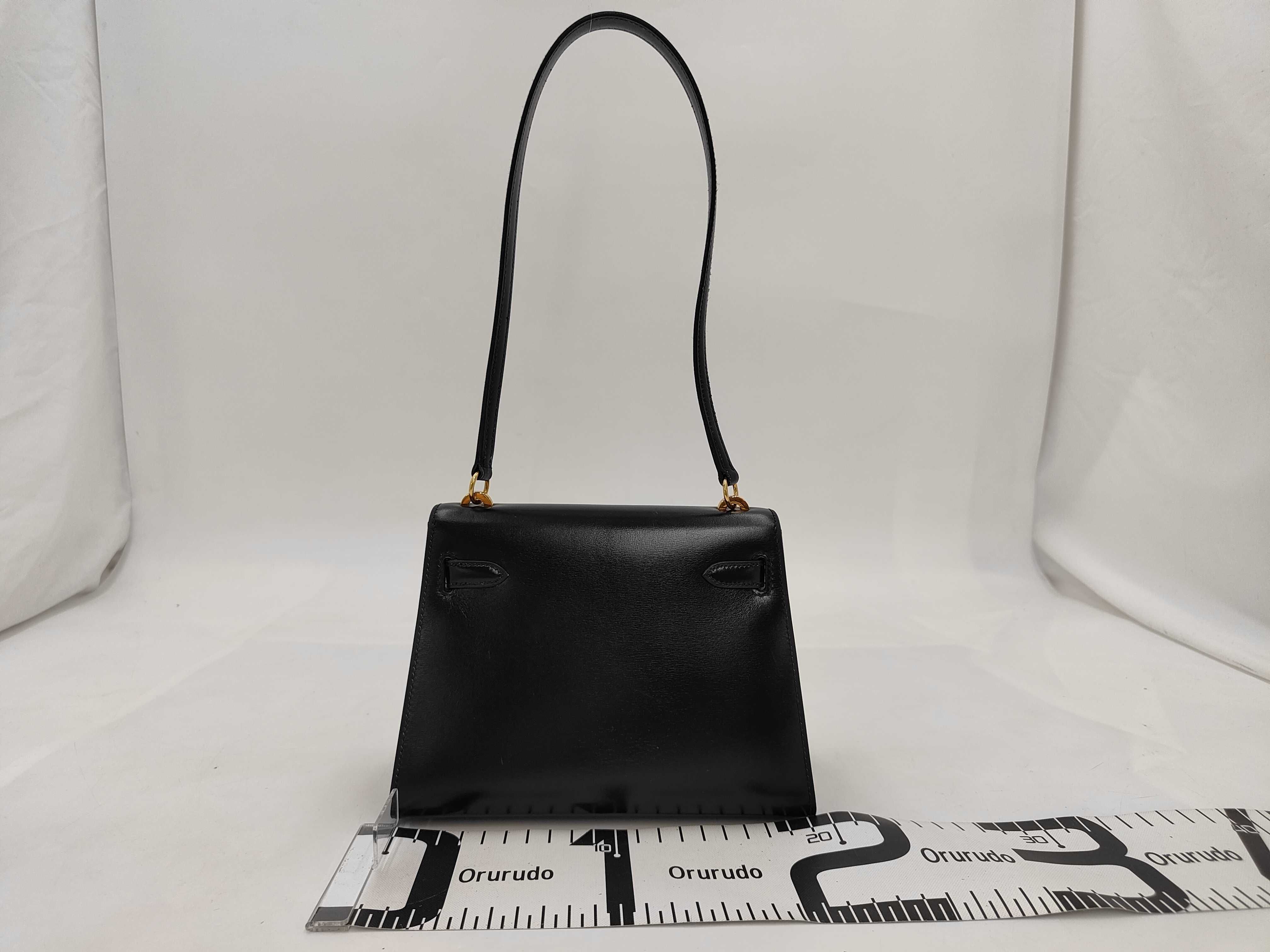 Mini Kelly Leather Box Calf Handbag Black C Shoulder Bag — view 2