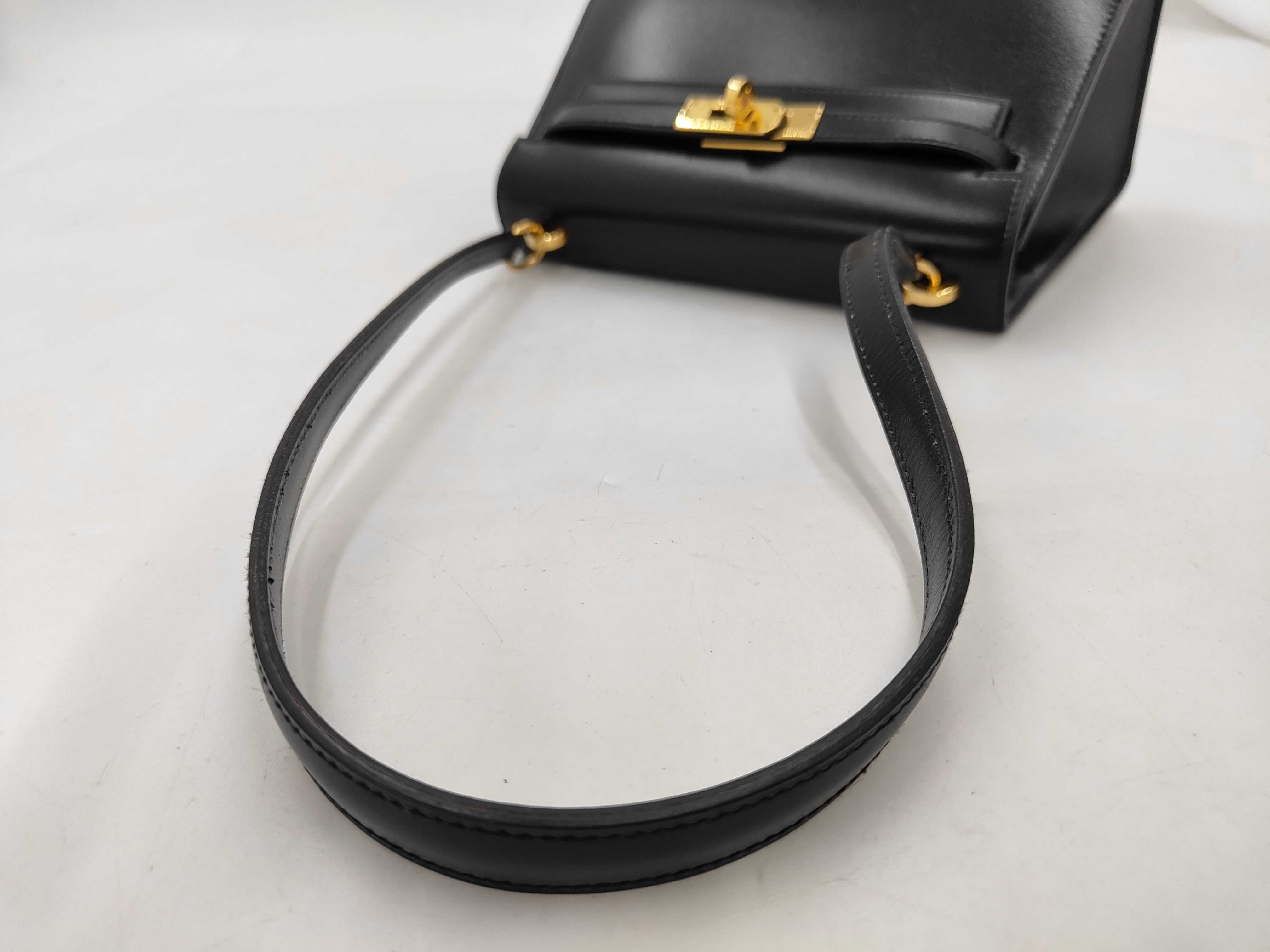 Mini Kelly Leather Box Calf Handbag Black C Shoulder Bag — view 3