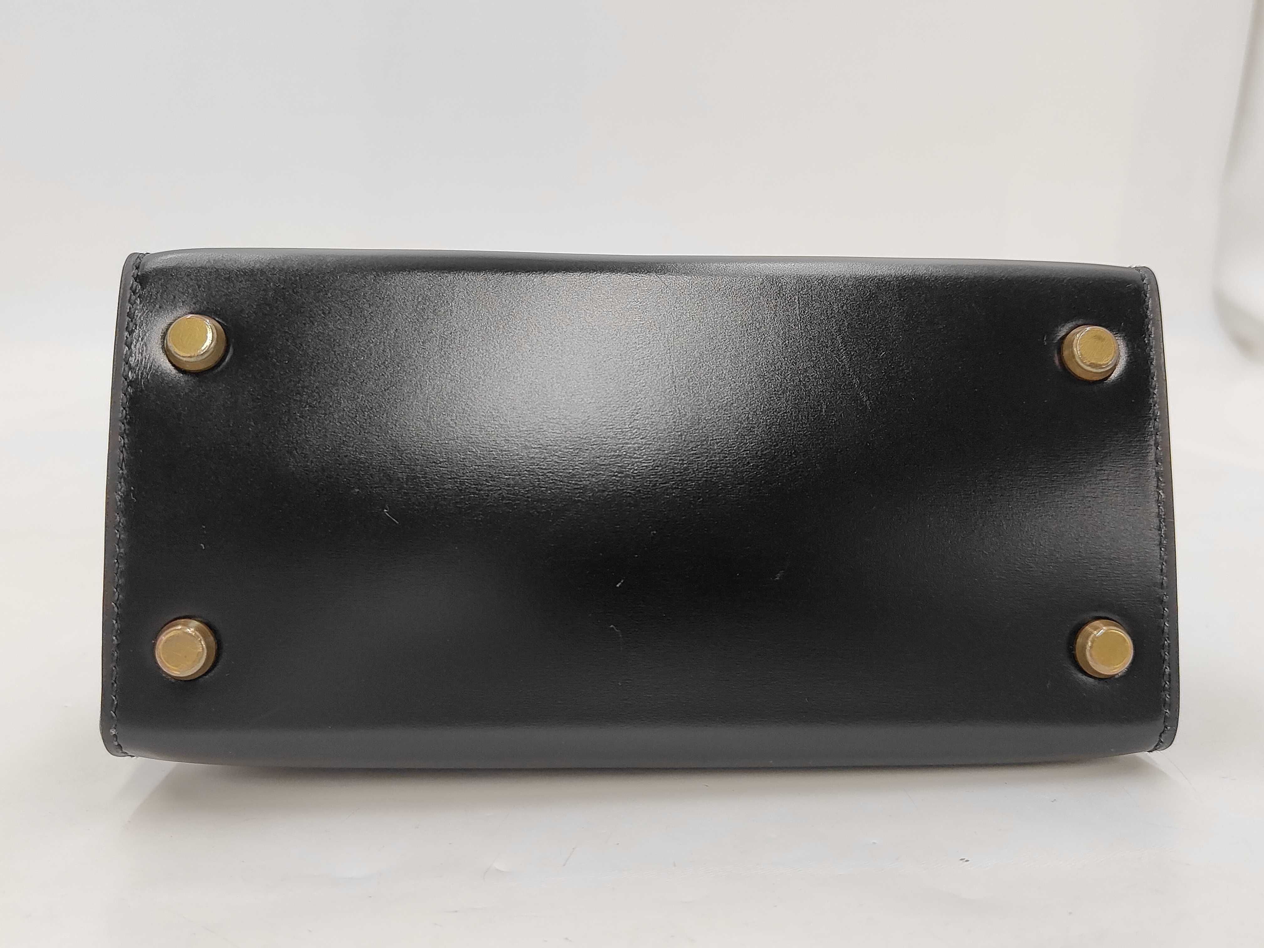 Mini Kelly Leather Box Calf Handbag Black C Shoulder Bag — view 6