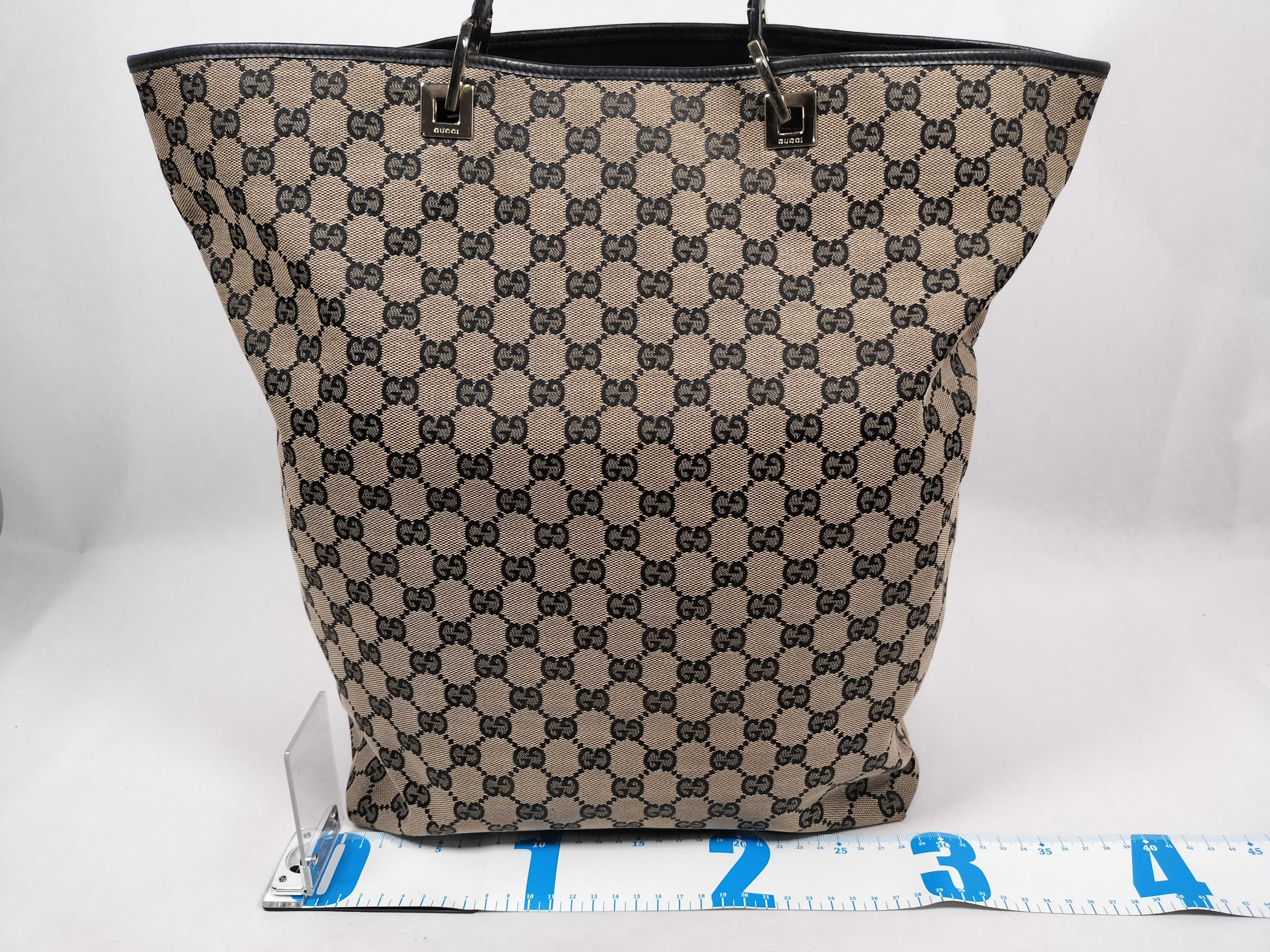 002 1097 GG Canvas Tote Bag Leather Black — view 2