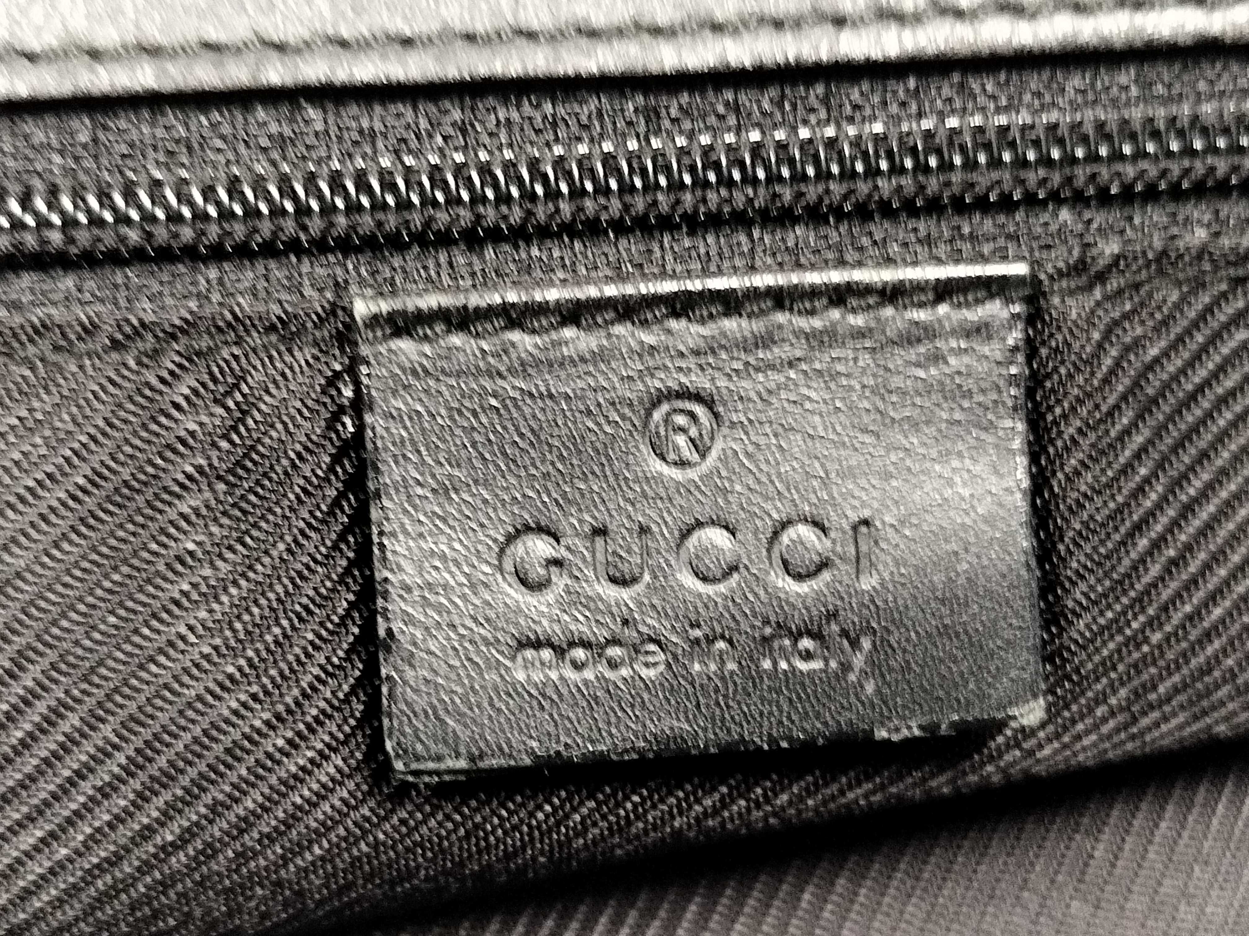 002 1097 GG Canvas Tote Bag Leather Black — view 11