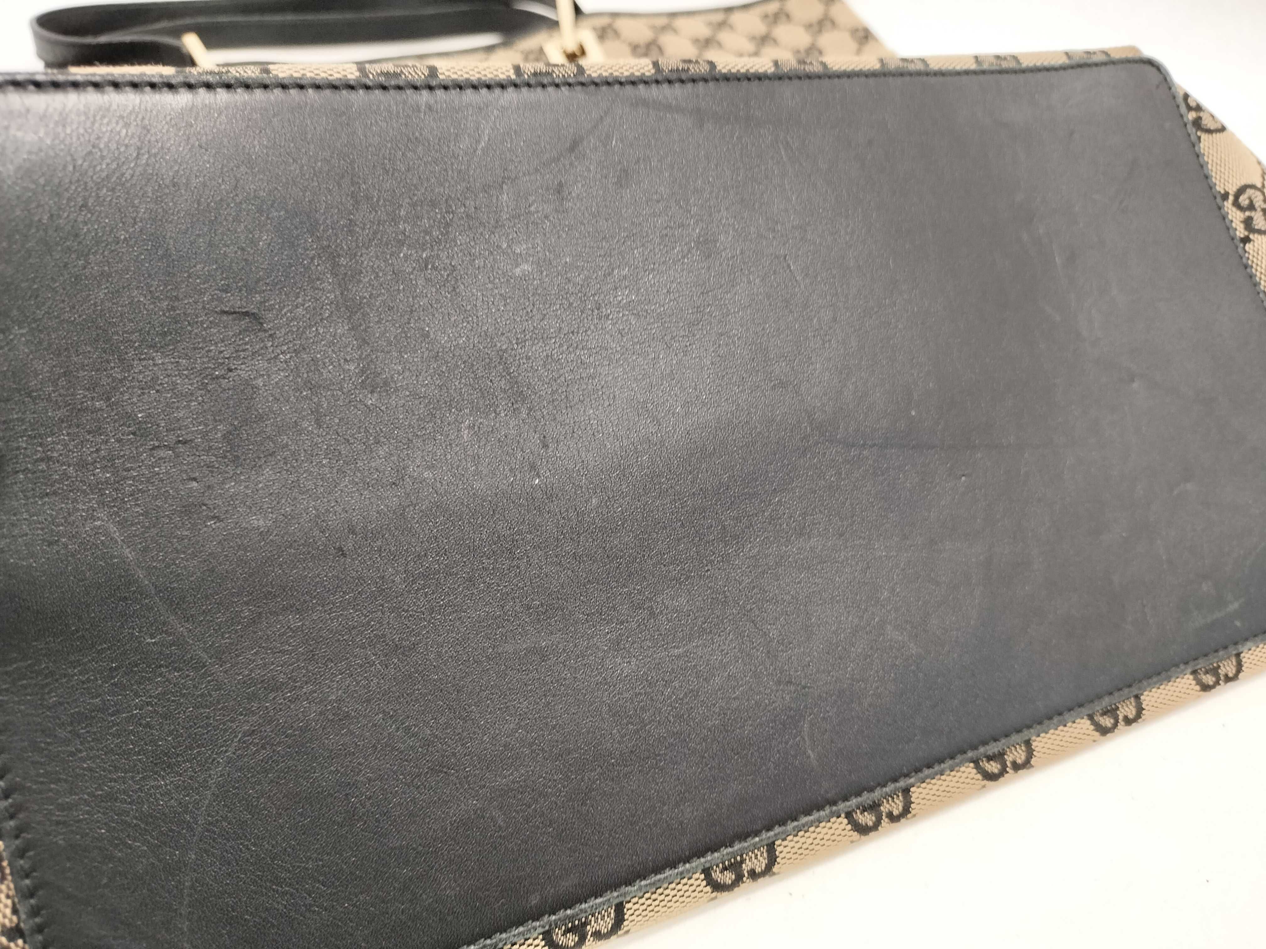 002 1097 GG Canvas Tote Bag Leather Black — view 15